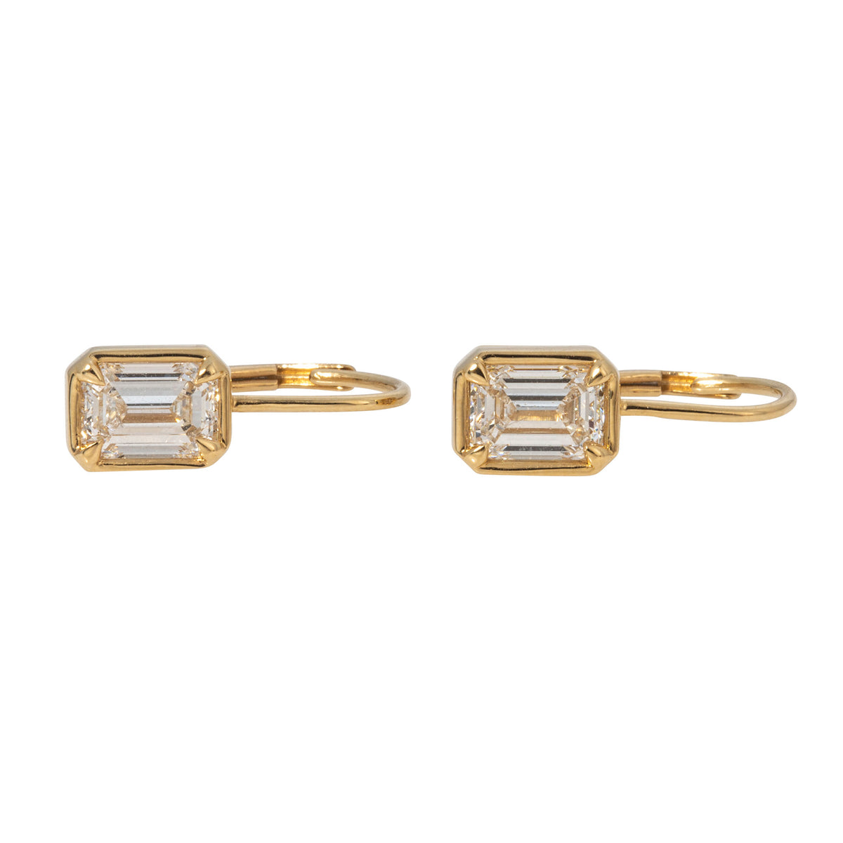 2ctw Emerald-Cut Diamond 18K Yellow Gold Leverback Earrings