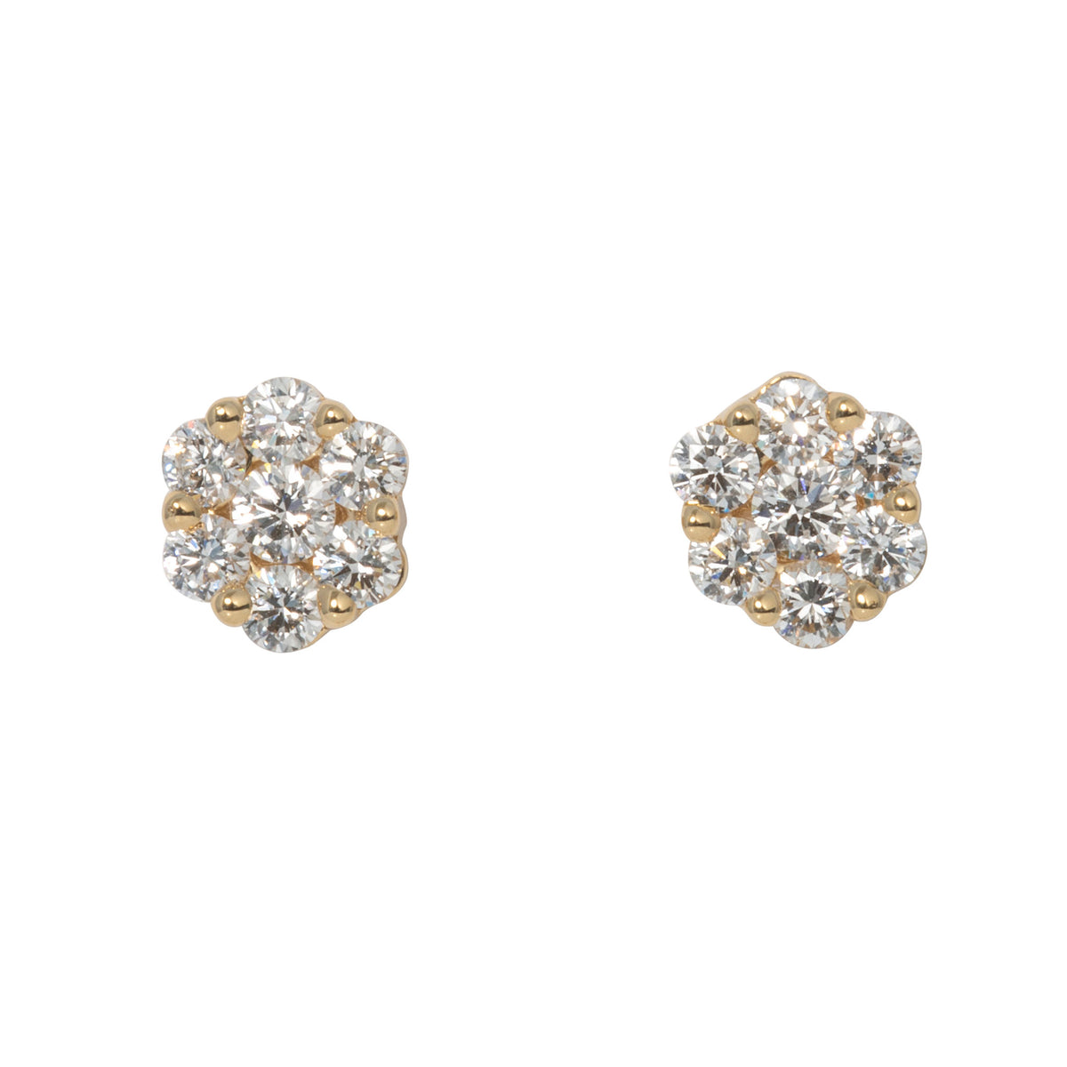 .68ctw Diamond Cluster 18K Yellow Gold Stud Earrings
