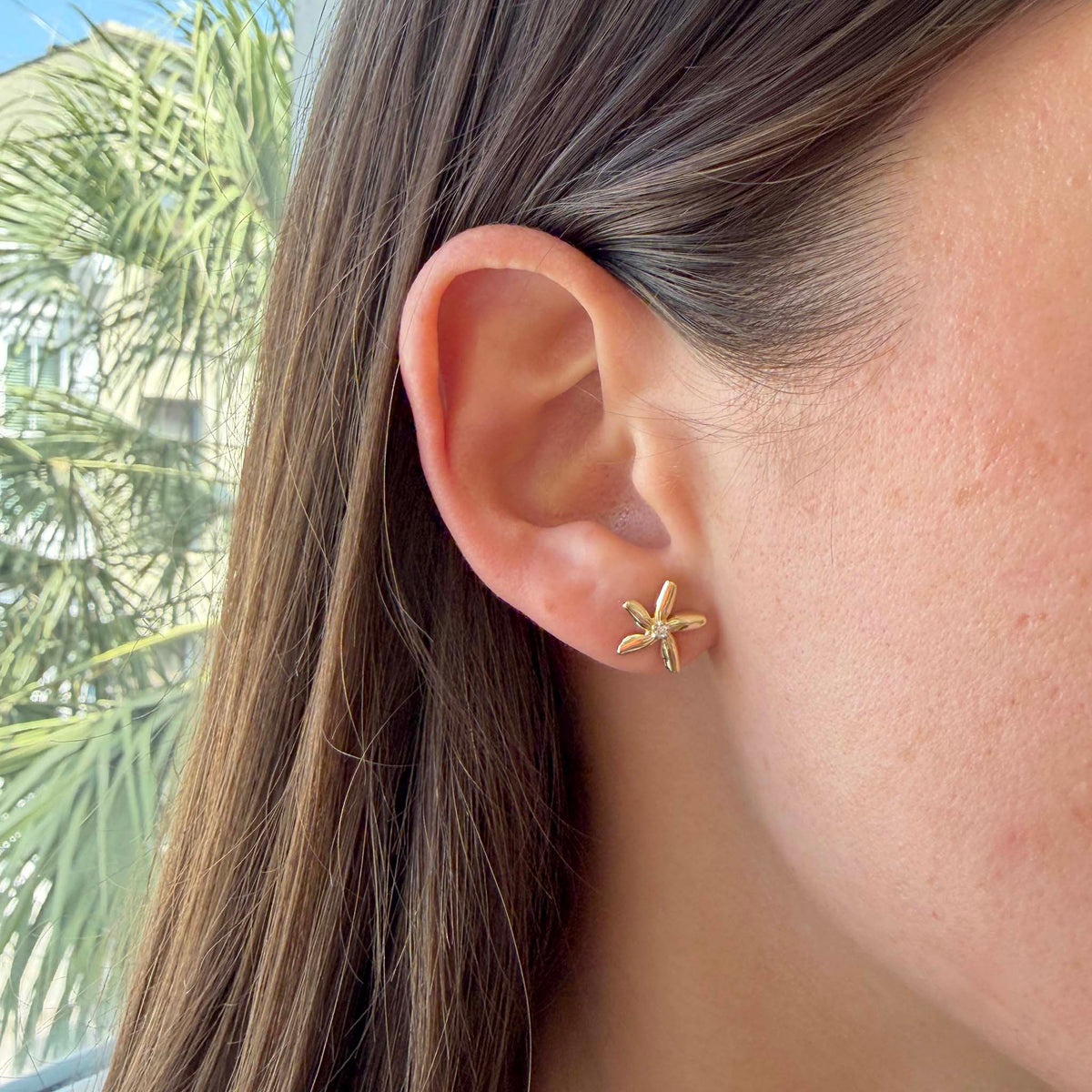 Diamond 14K Yellow Gold Star Jasmine Stud Earrings