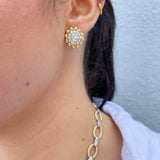 Diamond Pavé Beaded Cluster 18K Gold Earrings