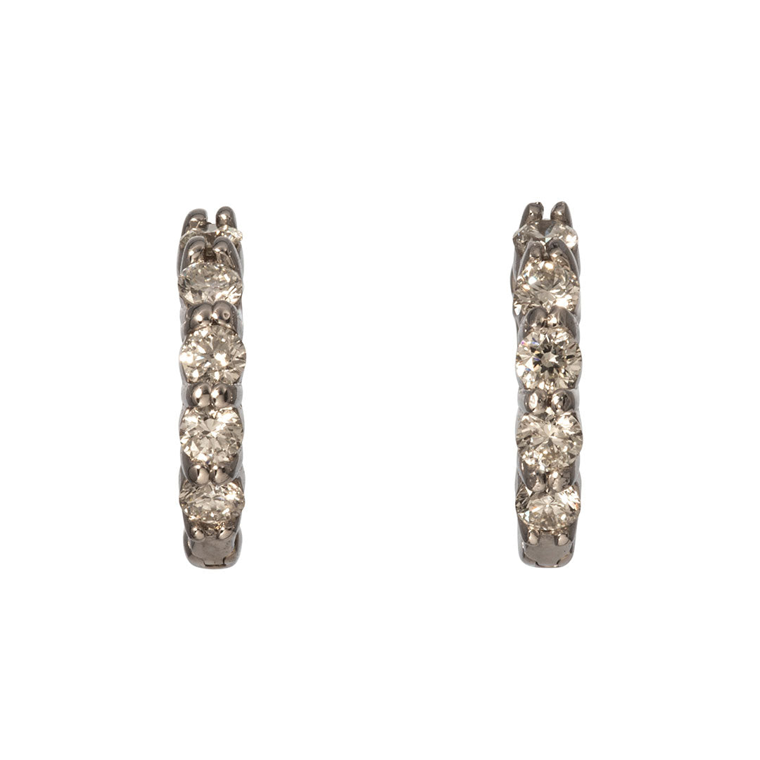 .50ct Diamond 14K White Gold Huggie Hoop Earrings