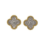 Diamond Cluster Clover 14K Gold Stud Earrings