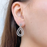 Diamond Double Teardrop 14K White Gold Earrings