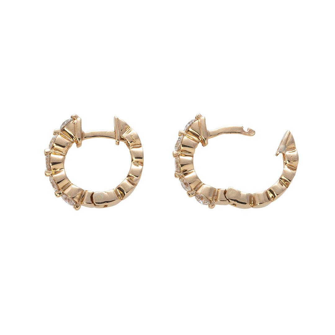 .75ct Diamond 14K Yellow Gold Huggie Hoop Earrings