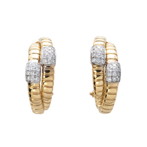 Diamond 18K Yellow Gold Crossover Hoop Earrings