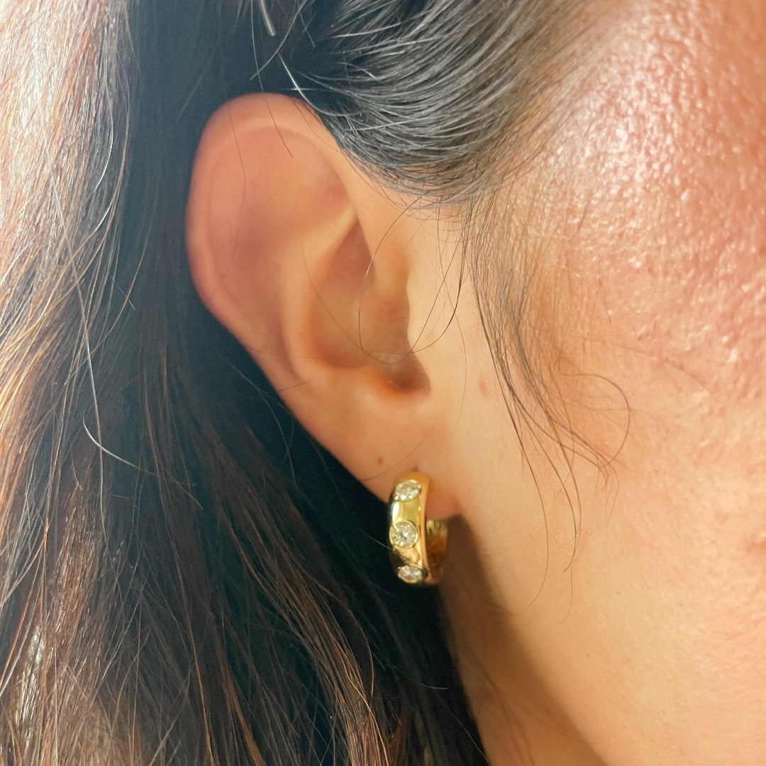 .66ct Diamond 14K Yellow Gold Huggie Hoop Earrings