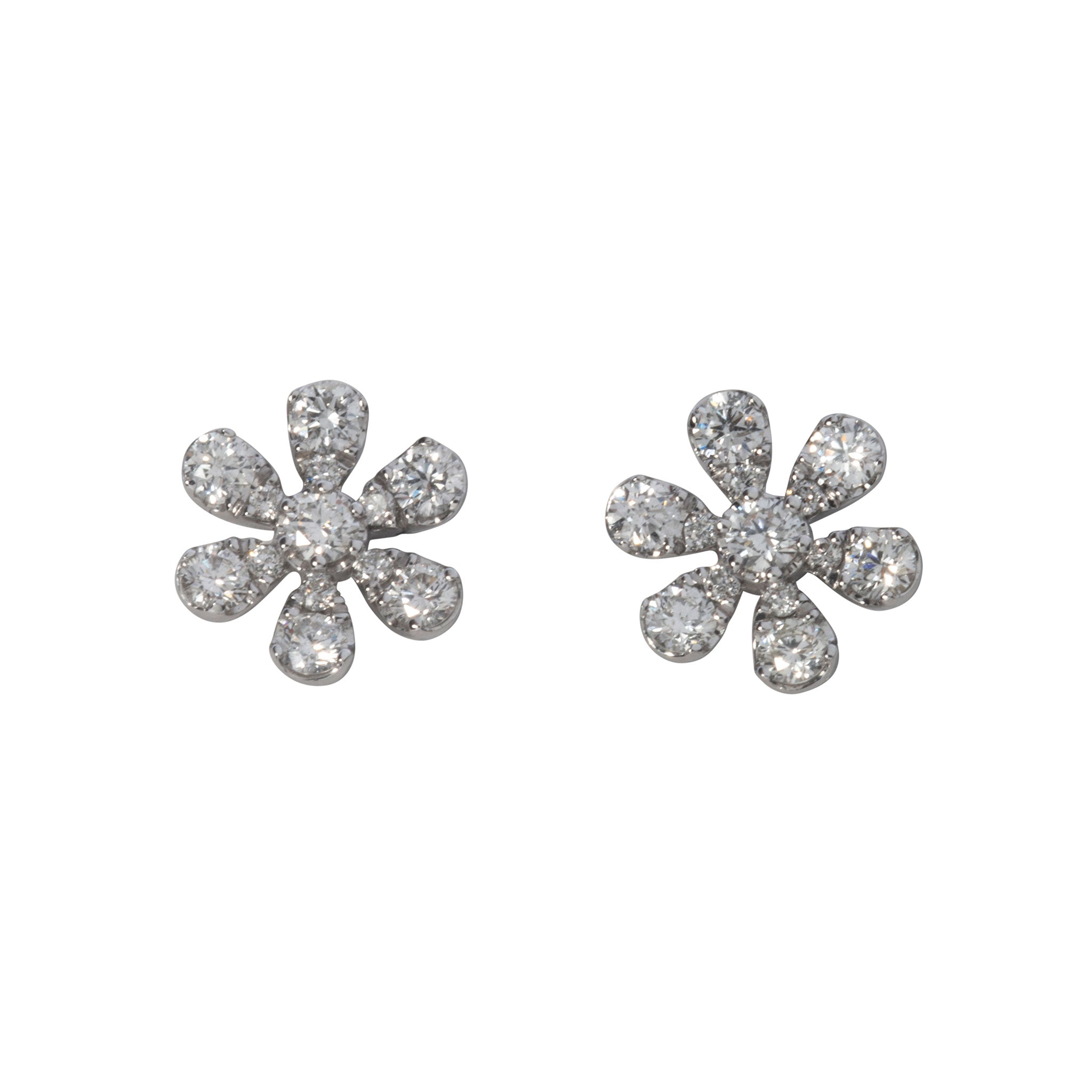 .5ct Diamond 14K White Gold Daisy Stud Earrings