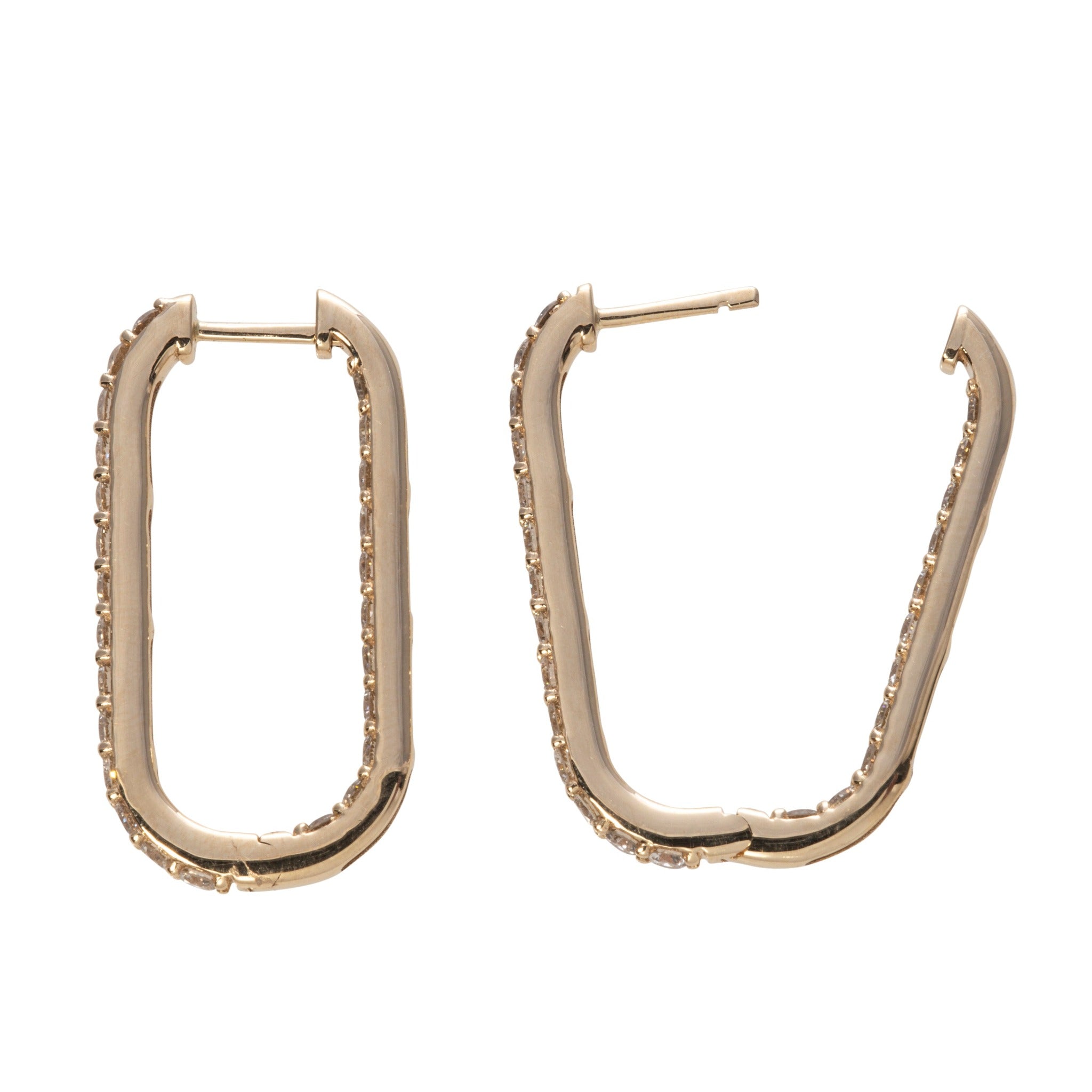 1.50ct Diamond 14K Yellow Gold Oval Hoop Earrings