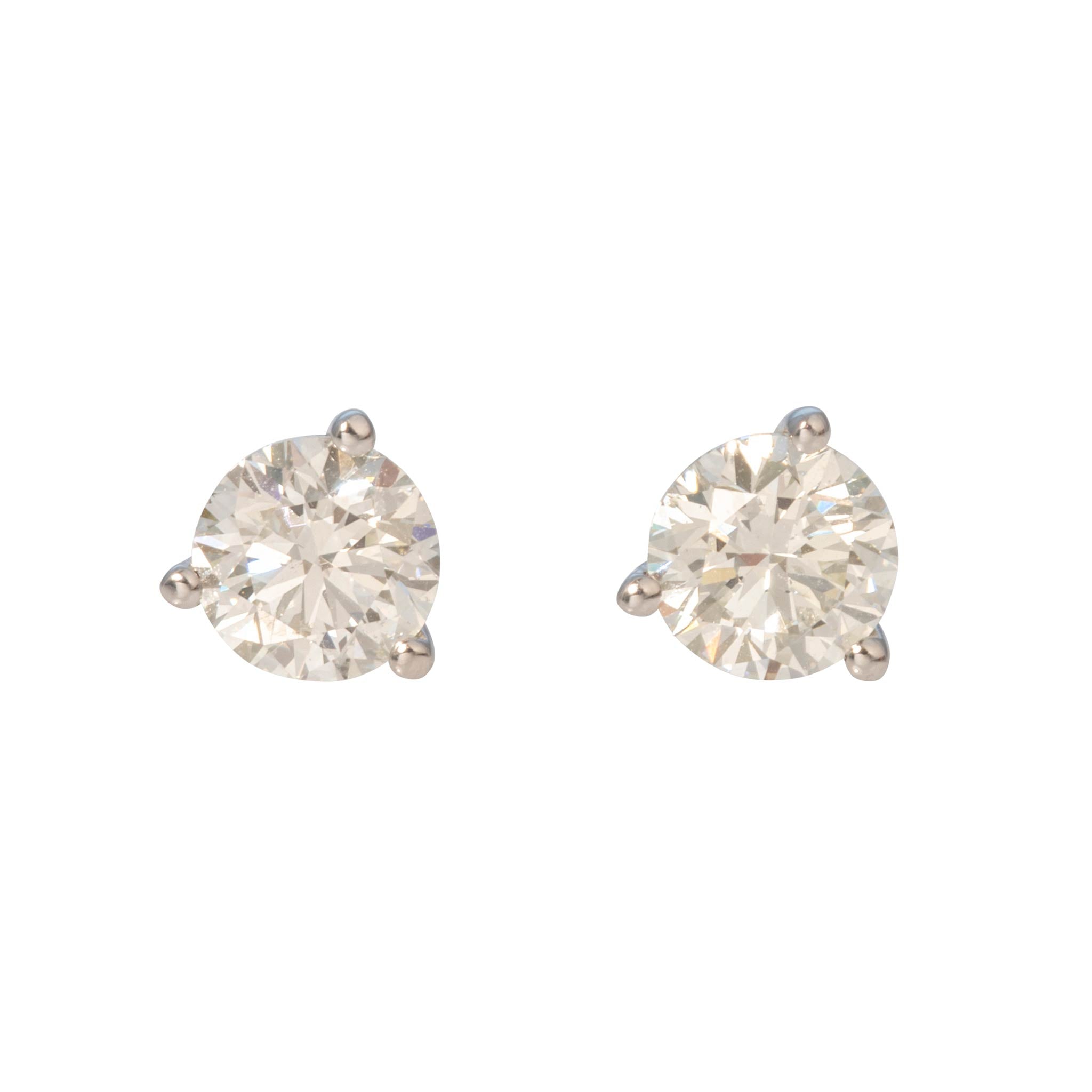 2ctw Round Brilliant Diamond 14K Gold Martini Stud Earrings