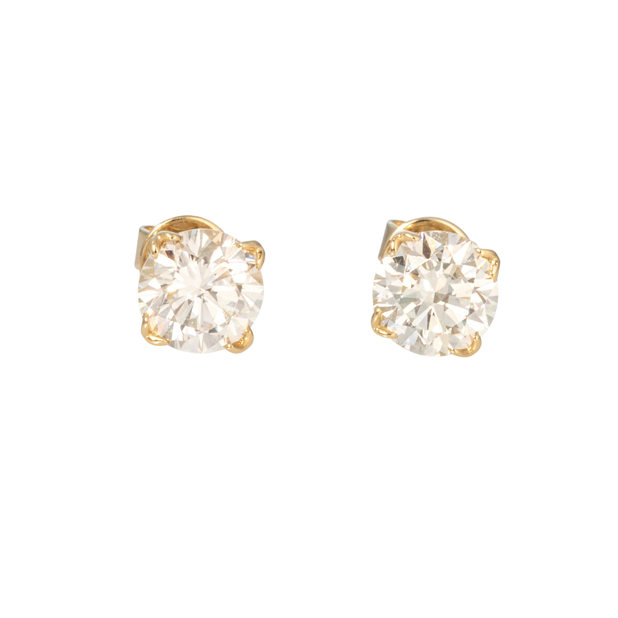 2ctw Round Brilliant Diamond 14K Gold River Stud Earrings