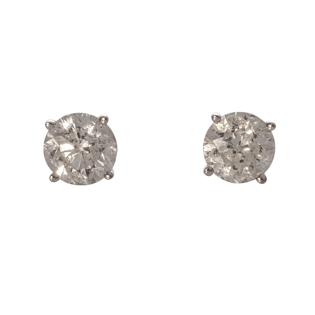 1.83ct Round Diamond 14K White Gold Stud Earrings
