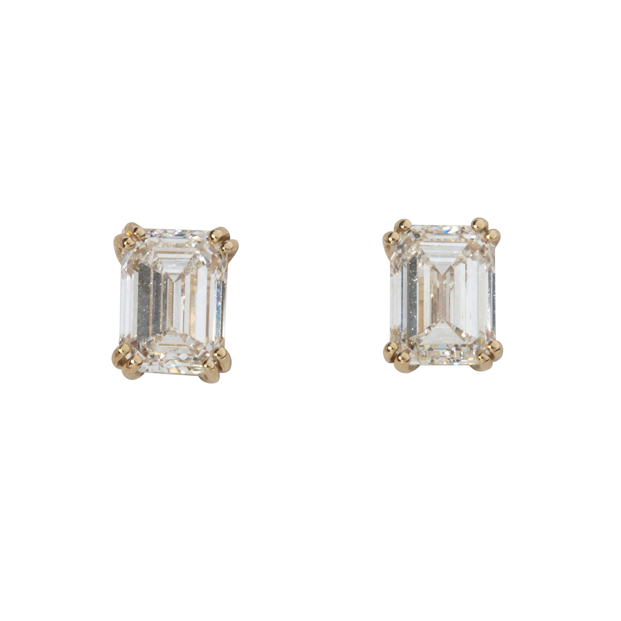 2ct Emerald-Cut Diamond 14K Gold Stud Earrings