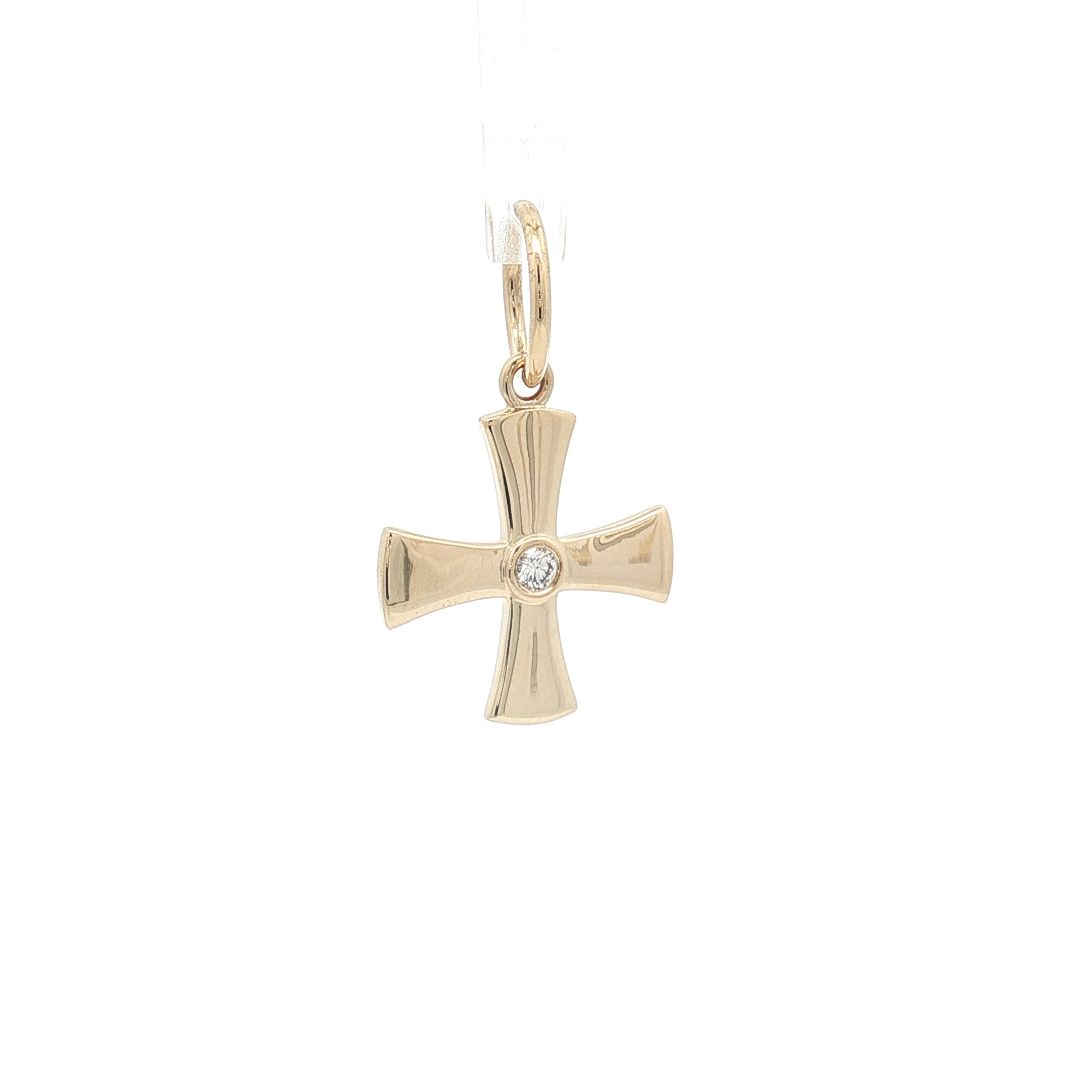 Diamond 14K Yellow Gold Birthstone Cross Pendant