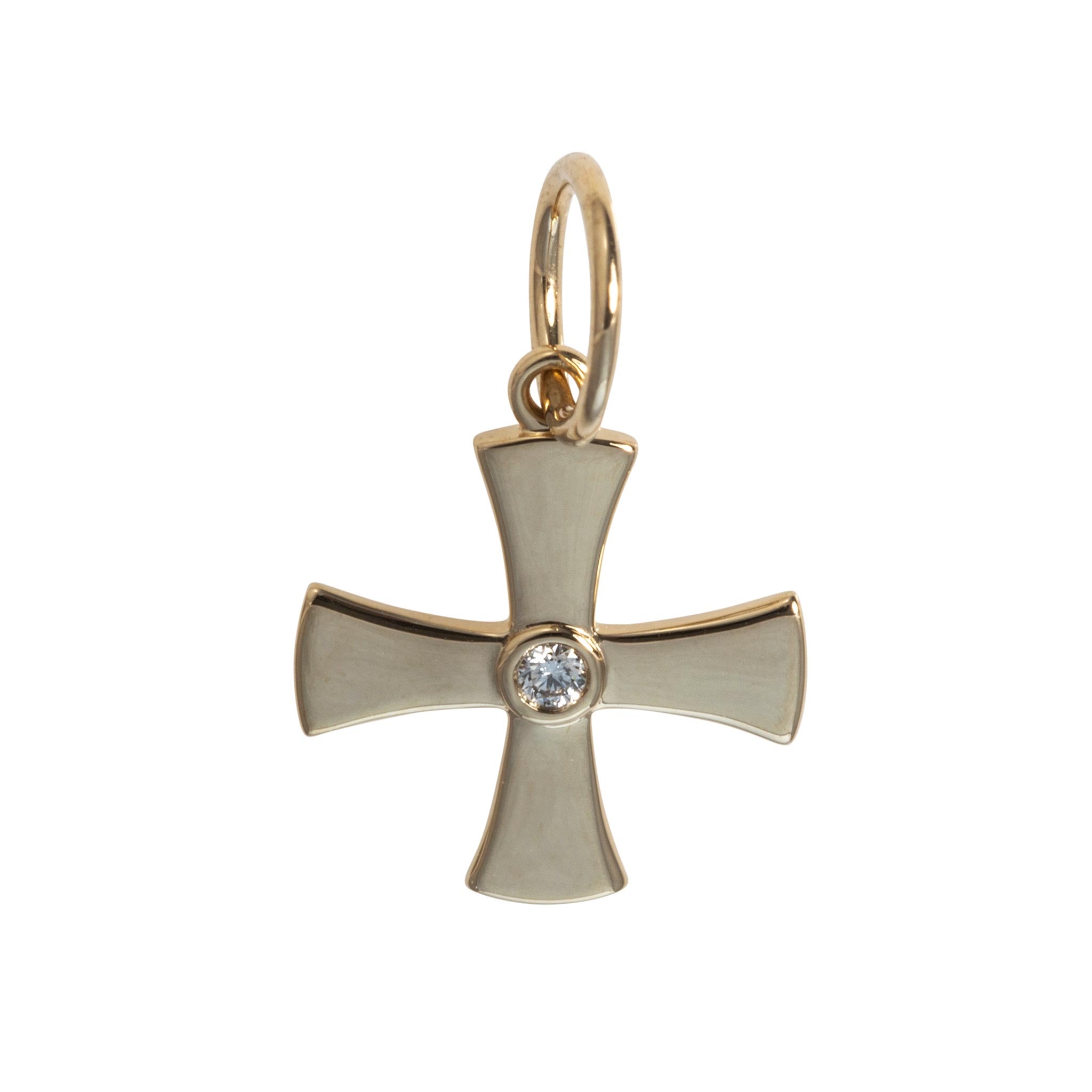 Diamond 14K Yellow Gold Birthstone Cross Pendant