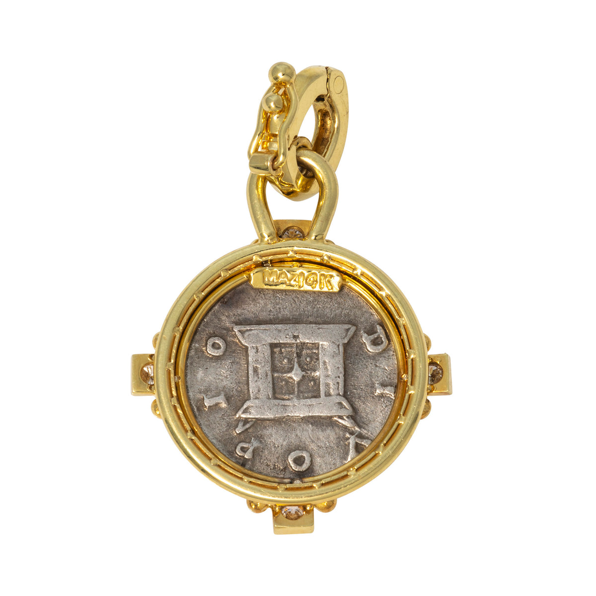 Mazza Ancient Roman Coin & Diamond 14K Gold Pendant