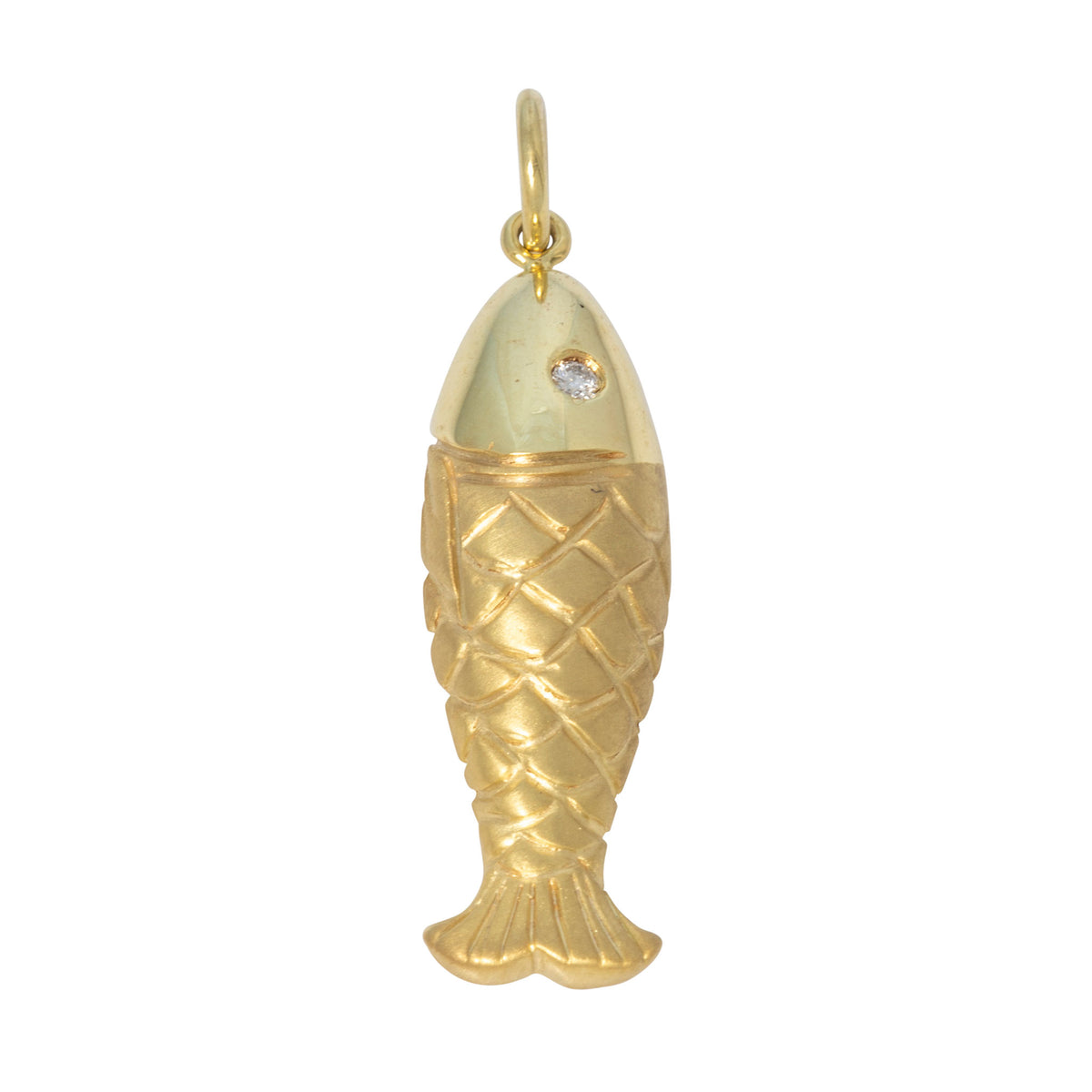Mazza Diamond 14K Gold Skinny Fish Pendant