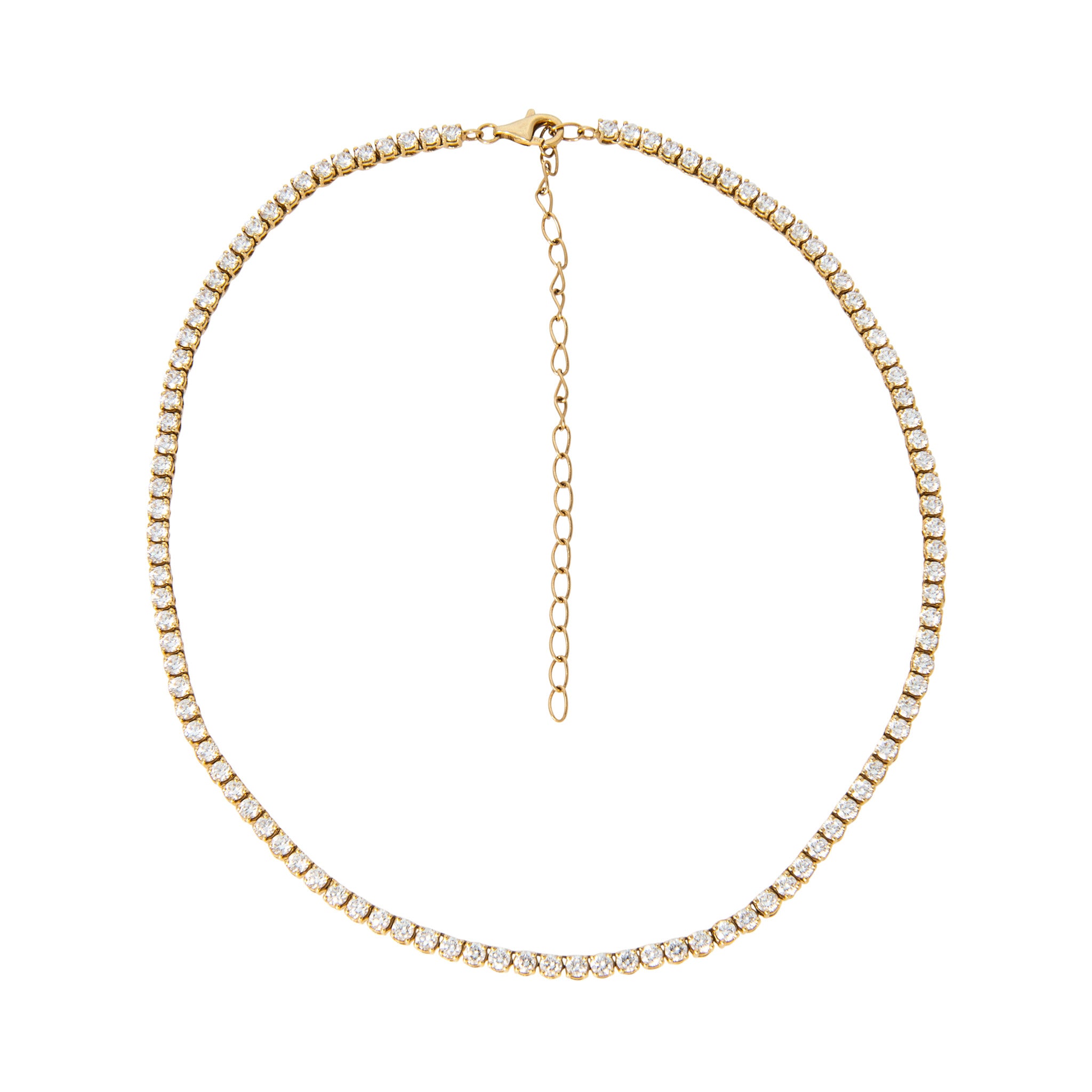 6.37ctw Diamond 18K Yellow Gold Tennis Necklace 16"