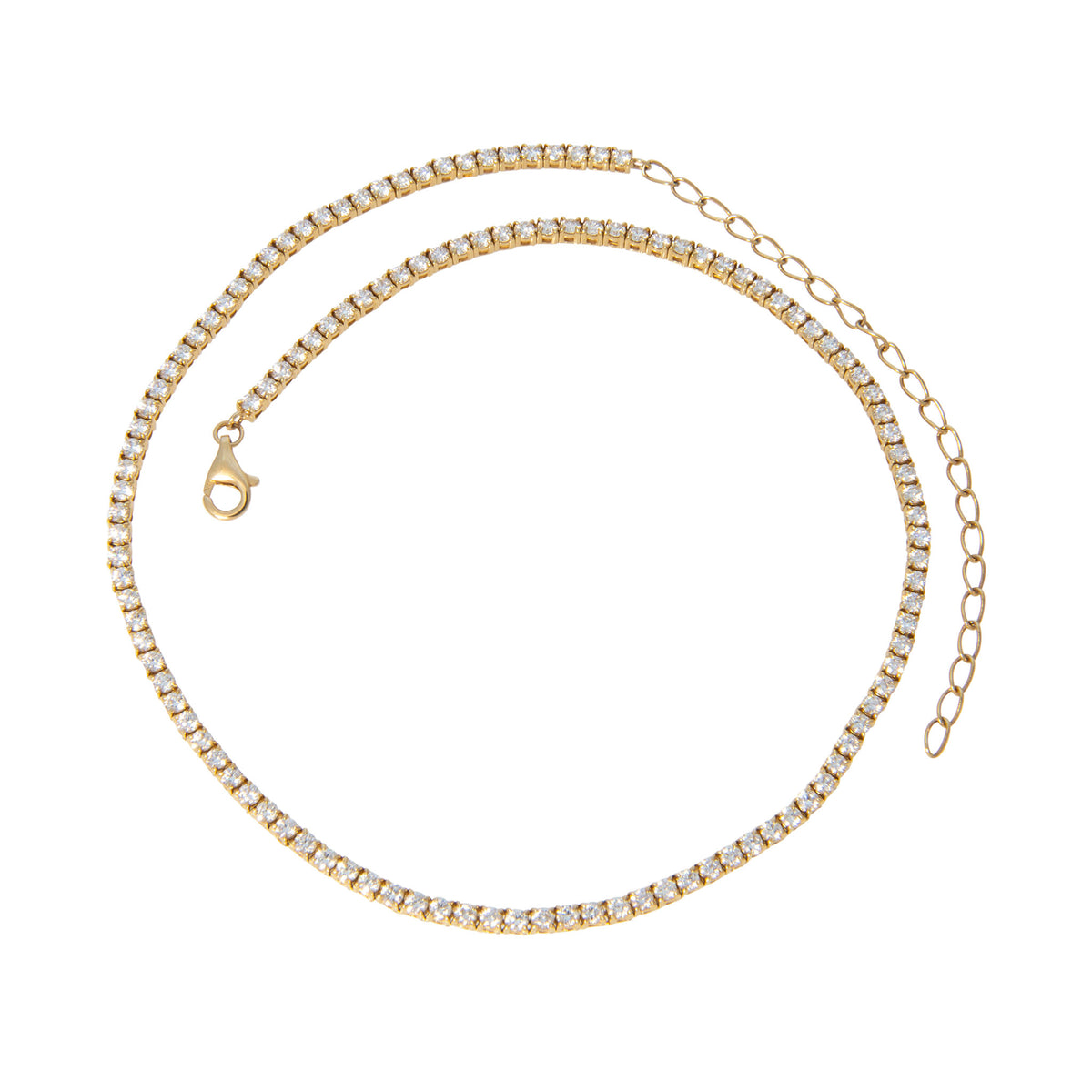 4.86ctw Diamond Four-Prong 18K Yellow Gold Tennis Necklace 13-16"