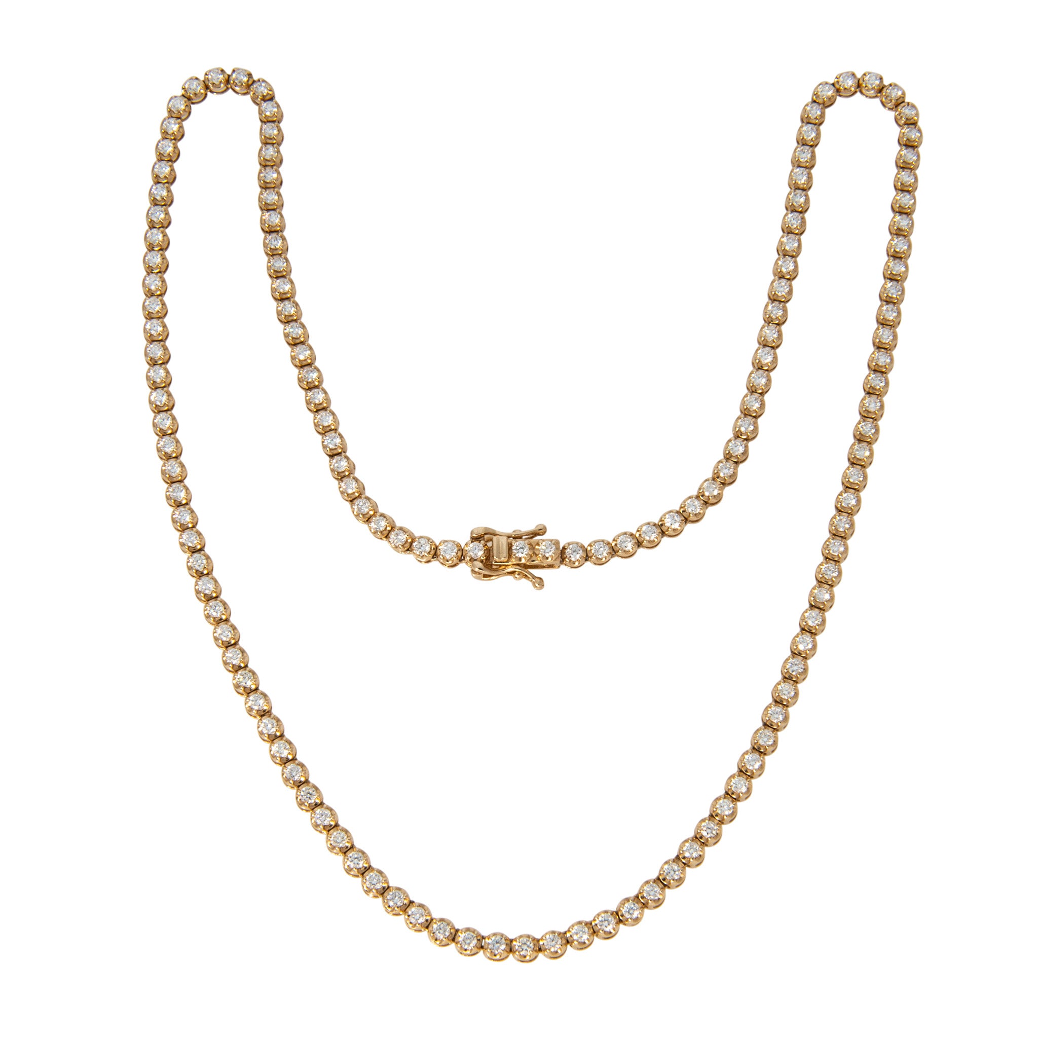 4.14ctw Diamond 14K Yellow Gold Tennis Necklace 17"