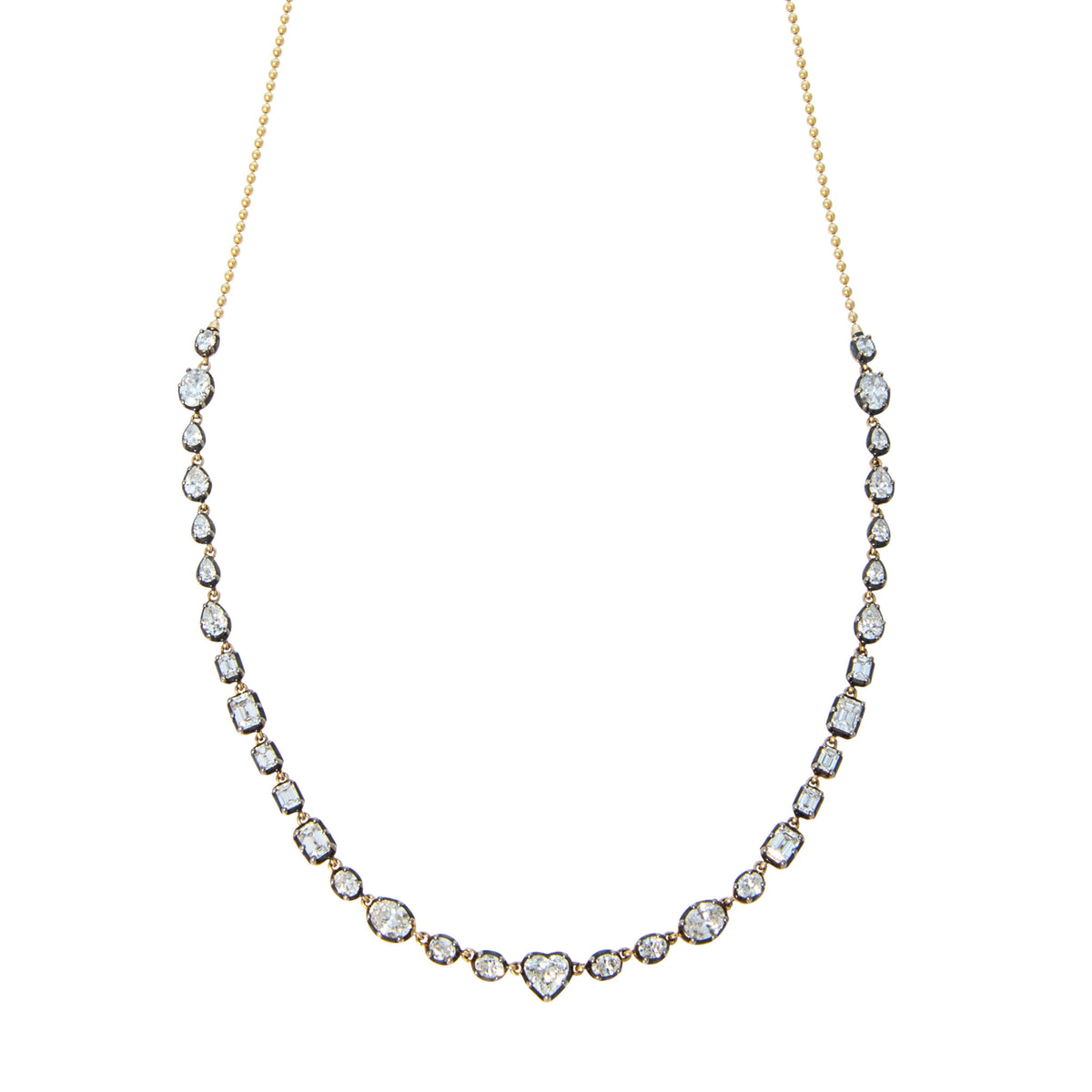 5ctw Mixed-Cut Diamond 14K Gold Georgian Setting Necklace