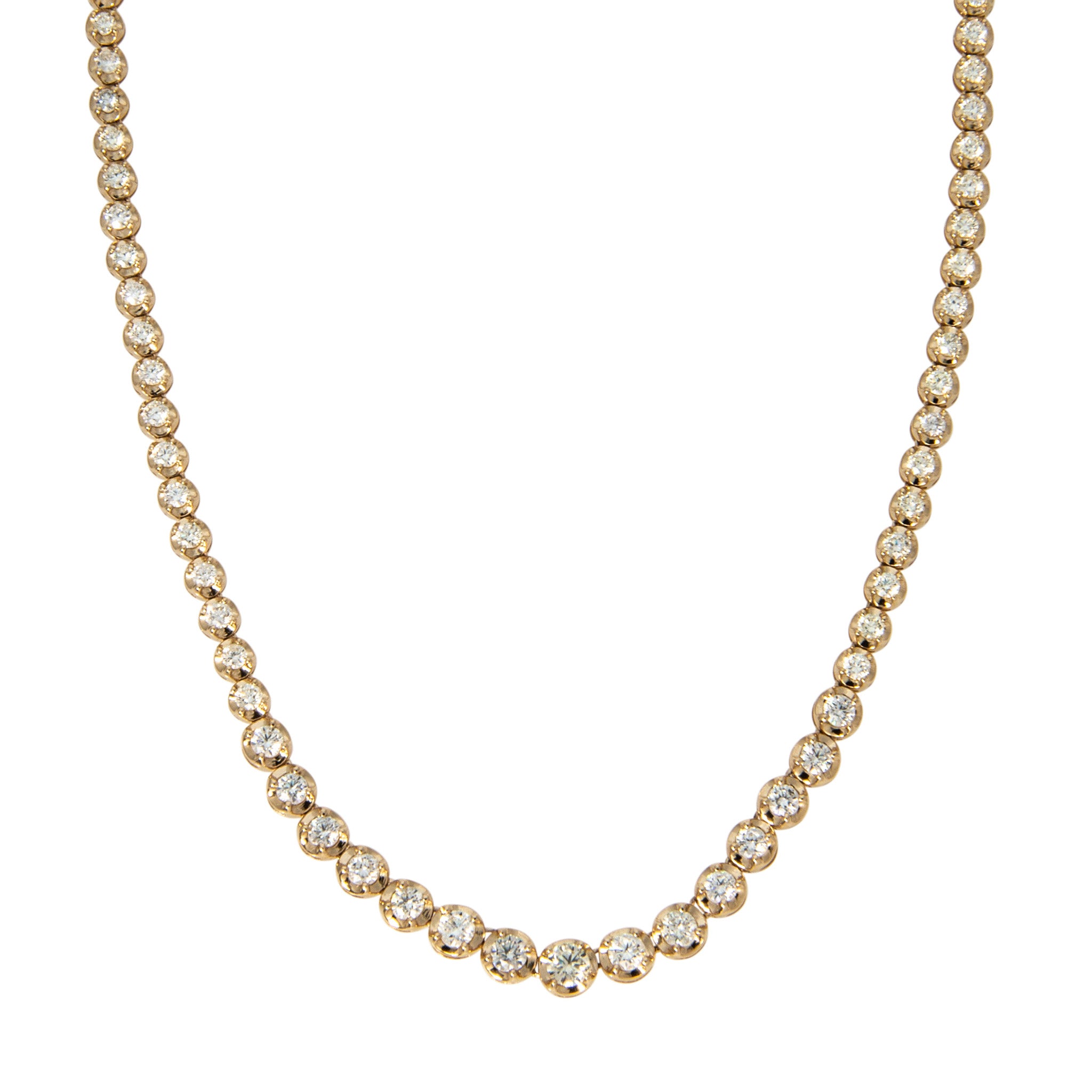 6.18ctw Graduated Diamond Four-Prong 14K Yellow Gold Tennis Necklace 18"