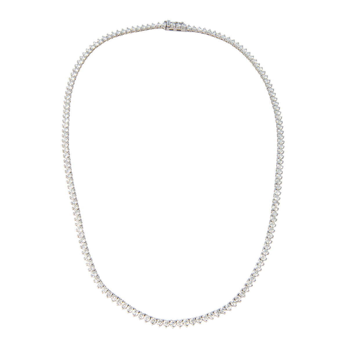 10ctw Diamond Three-Prong 14K White Gold Tennis Necklace 16.5"