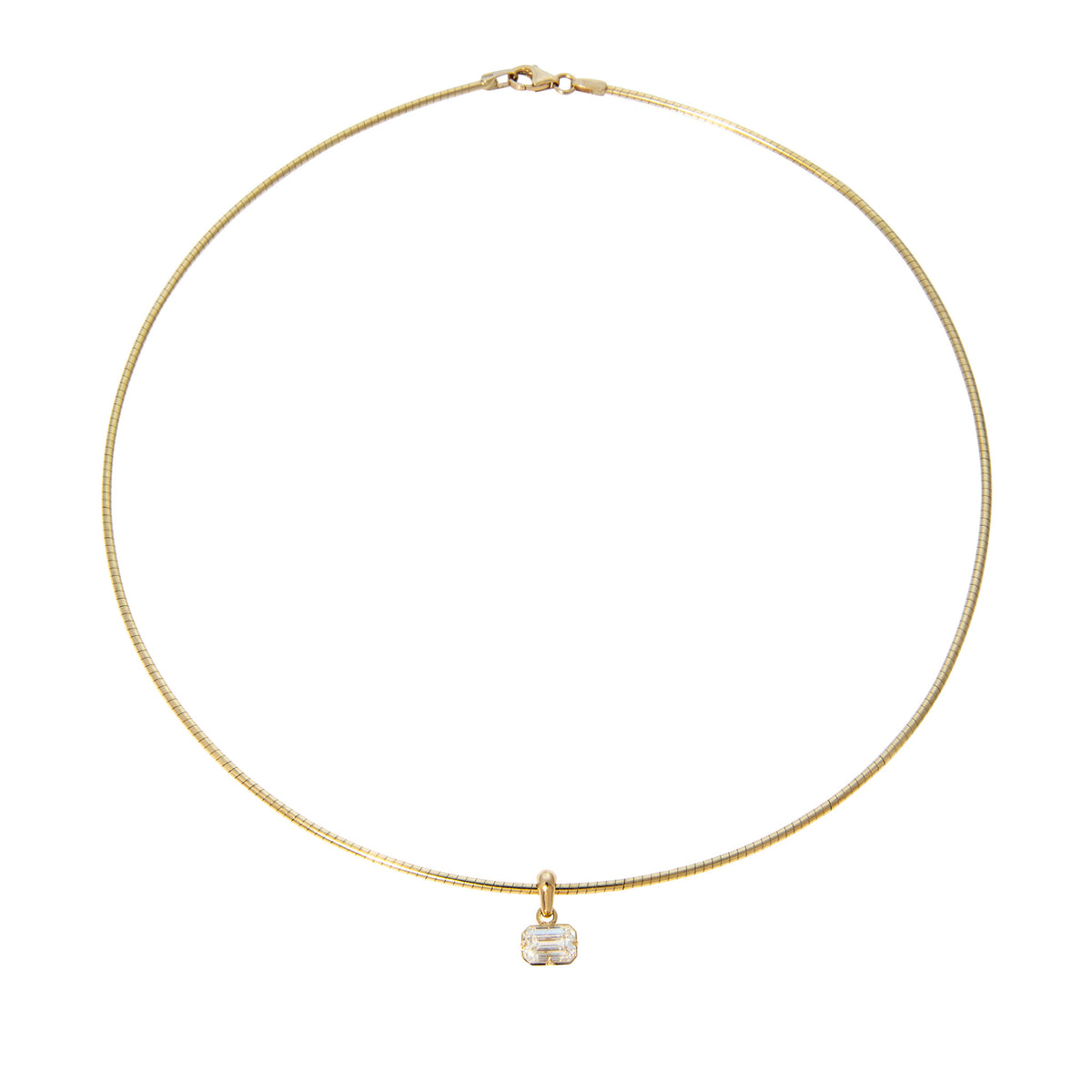 1ctw H VS2 Emerald-Cut Diamond 18K Yellow Gold Omega Necklace