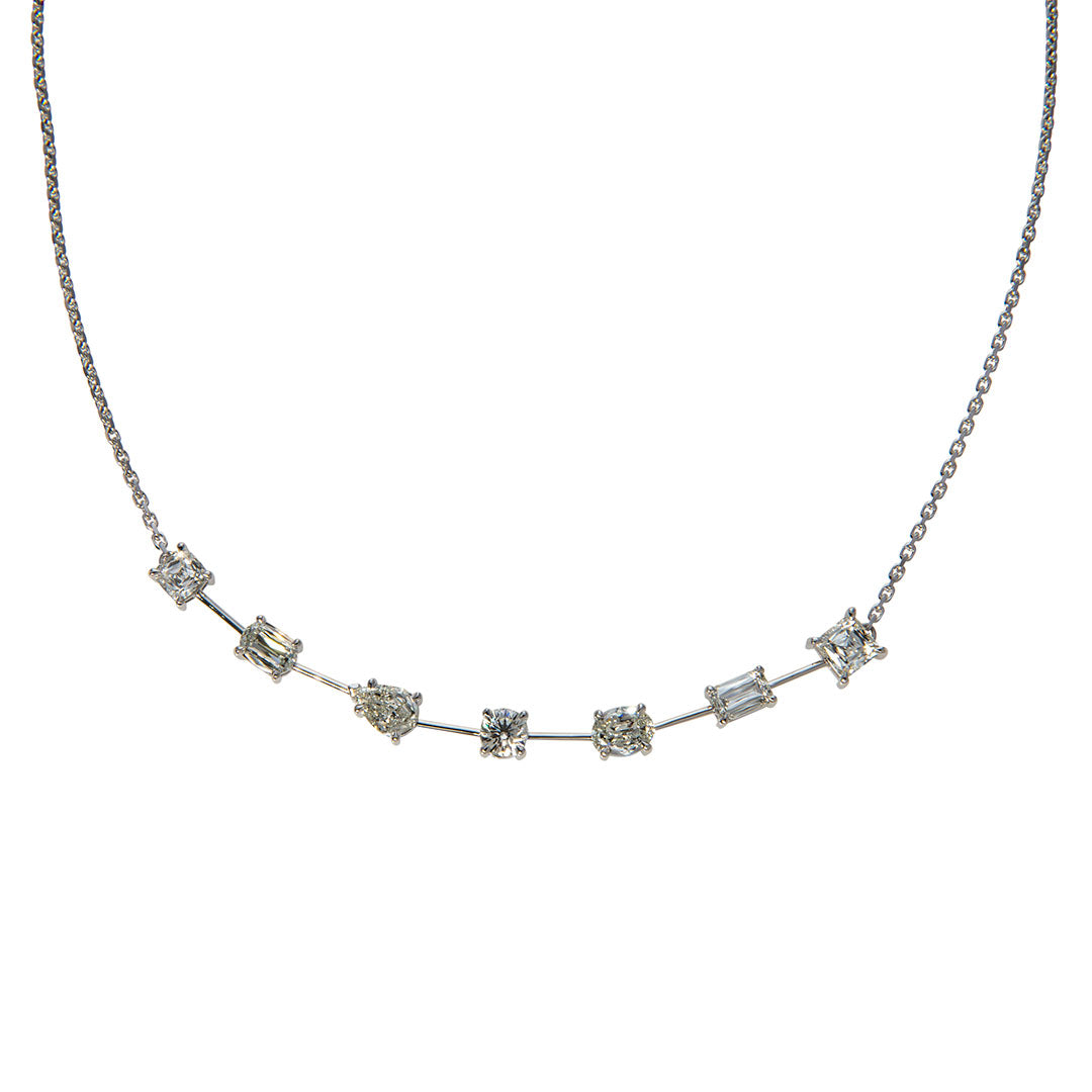 Christopher Designs Diamond 7 Stone 14K Gold Necklace