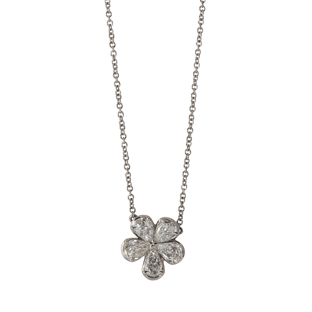 Christopher Designs L’Amour Crisscut Diamond Flower Pendant Necklace
