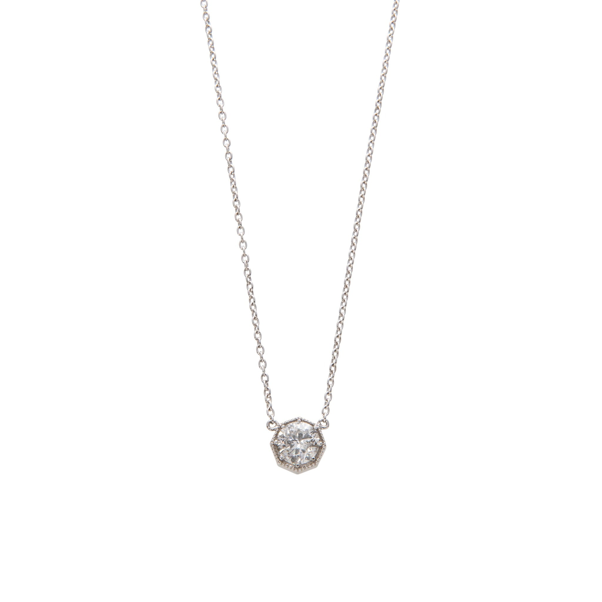 1.51ct Diamond 14K White Gold Pendant Necklace