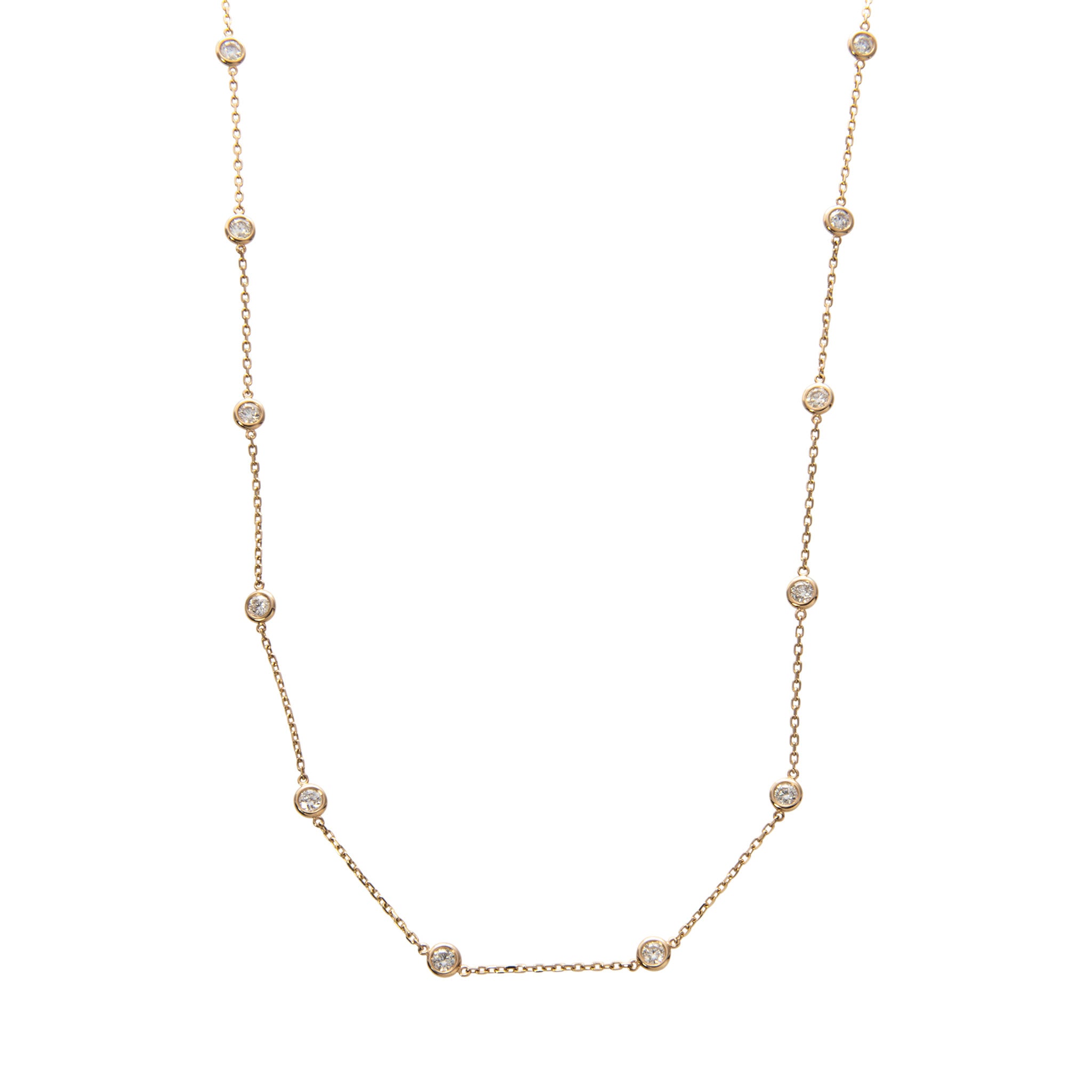 1.5ct Diamonds by the Yard 14 Station 14K Yellow Gold Necklace