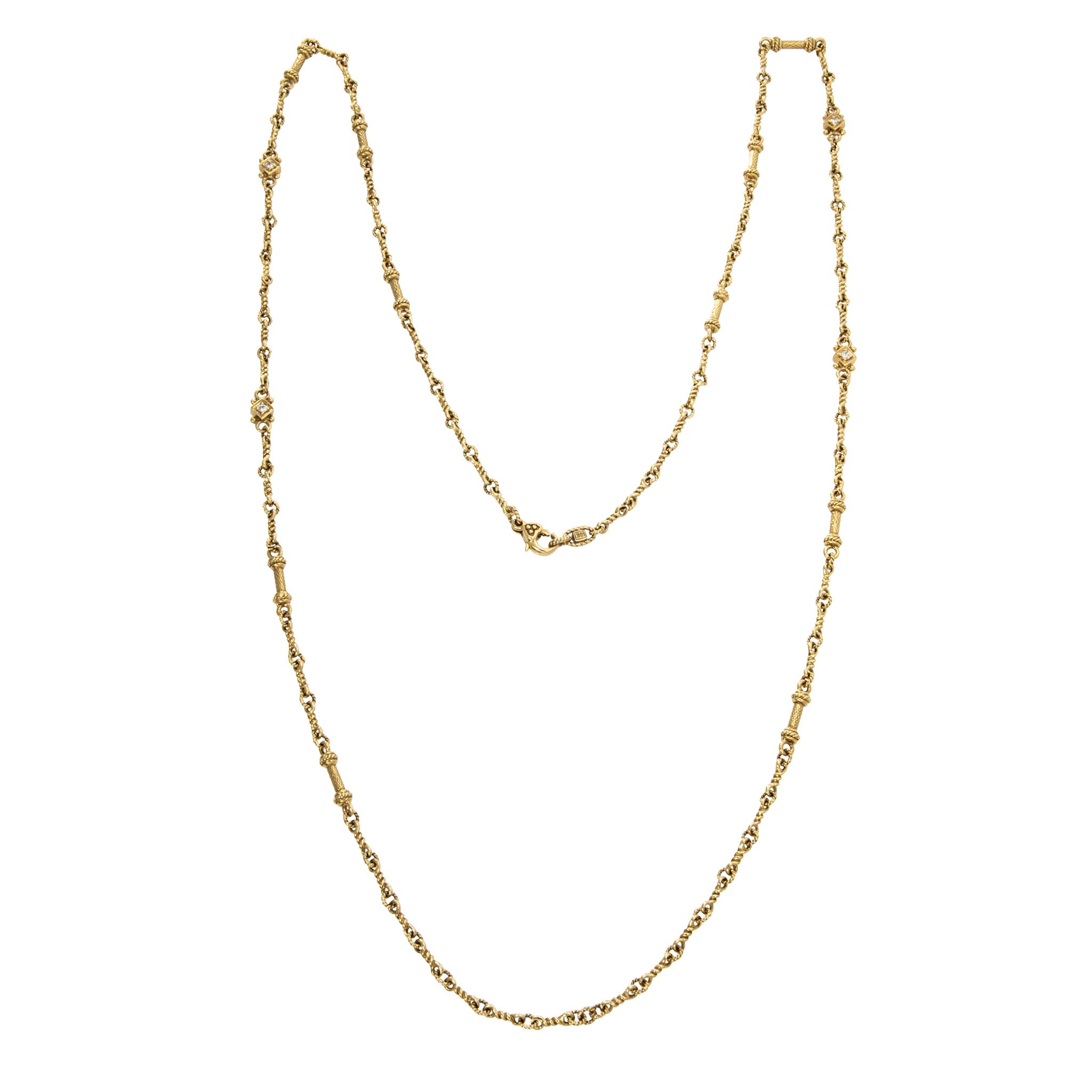 Estate Judith Ripka Diamond 18K Yellow Gold Chain Necklace 32"