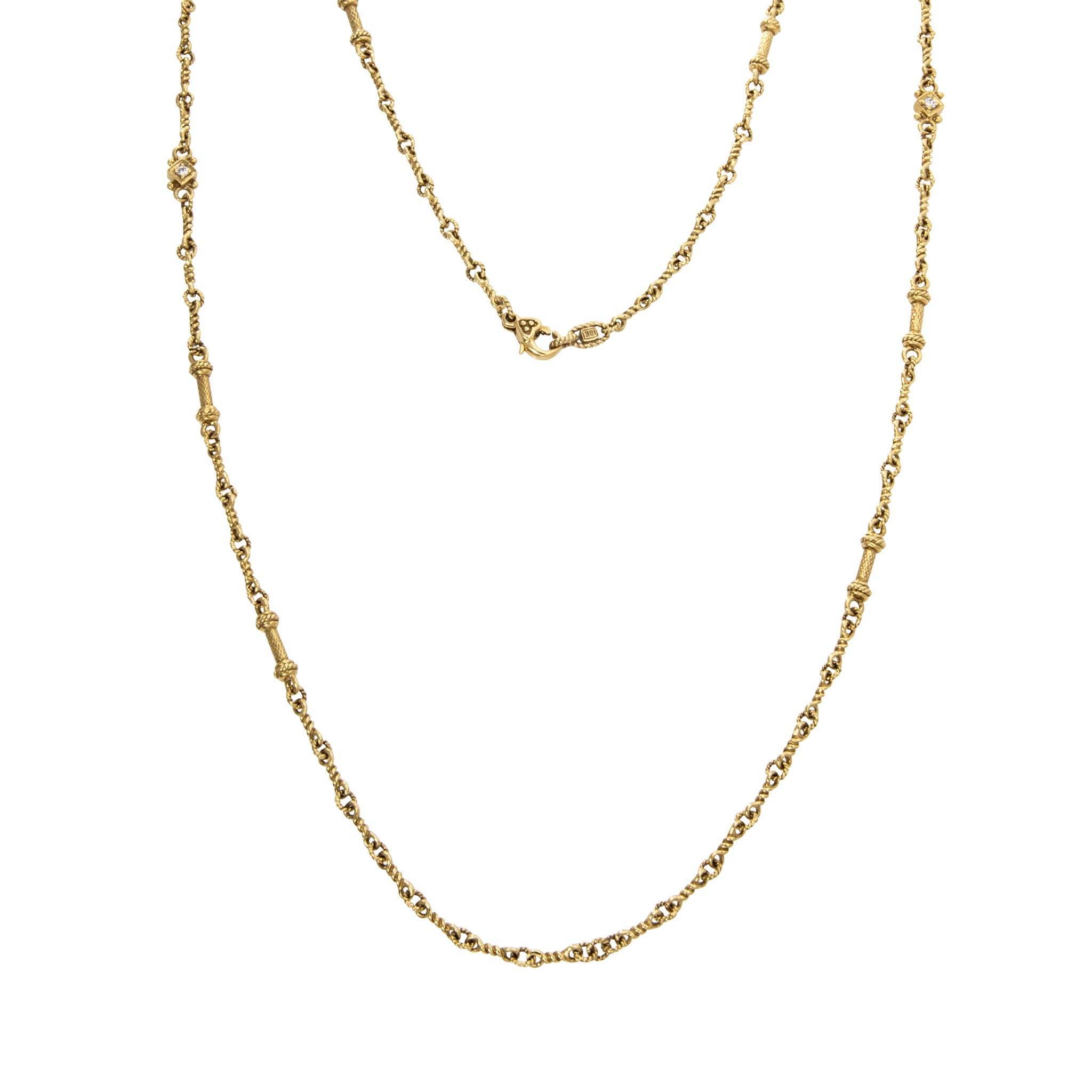 Estate Judith Ripka Diamond 18K Yellow Gold Chain Necklace 32"
