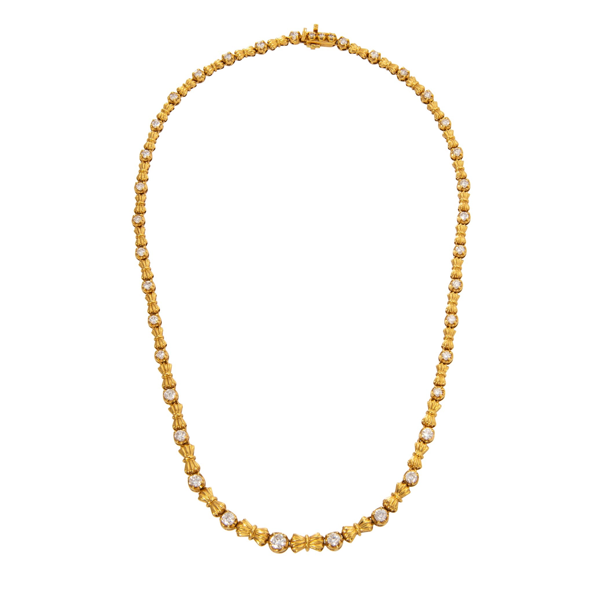 Vintage Diamond 18K Yellow Gold Bowtie Necklace 16"