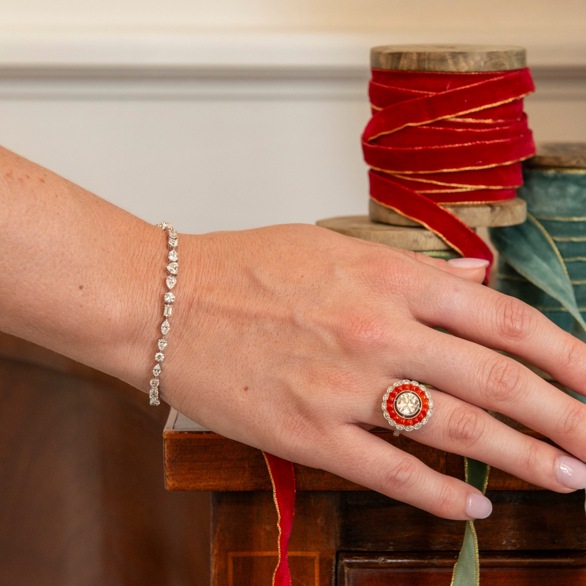 3.96ctw Diamond Mixed-Cut 18K White Gold Bracelet