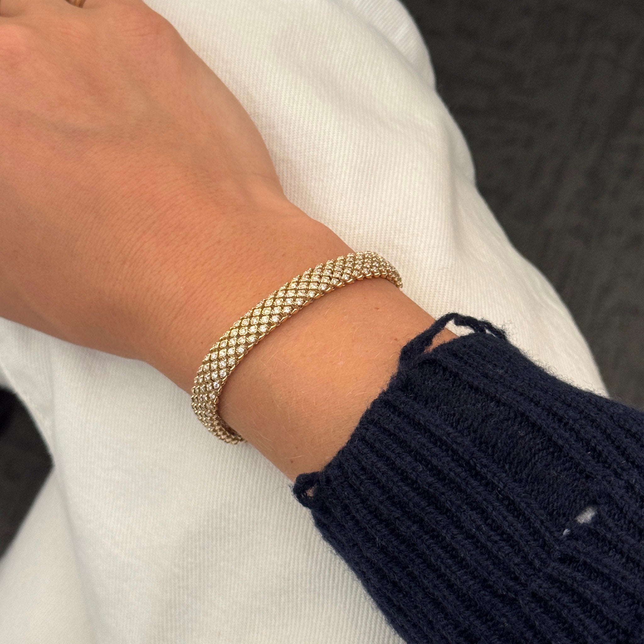 3ctw Diamond Mesh 14K Yellow Gold Bracelet