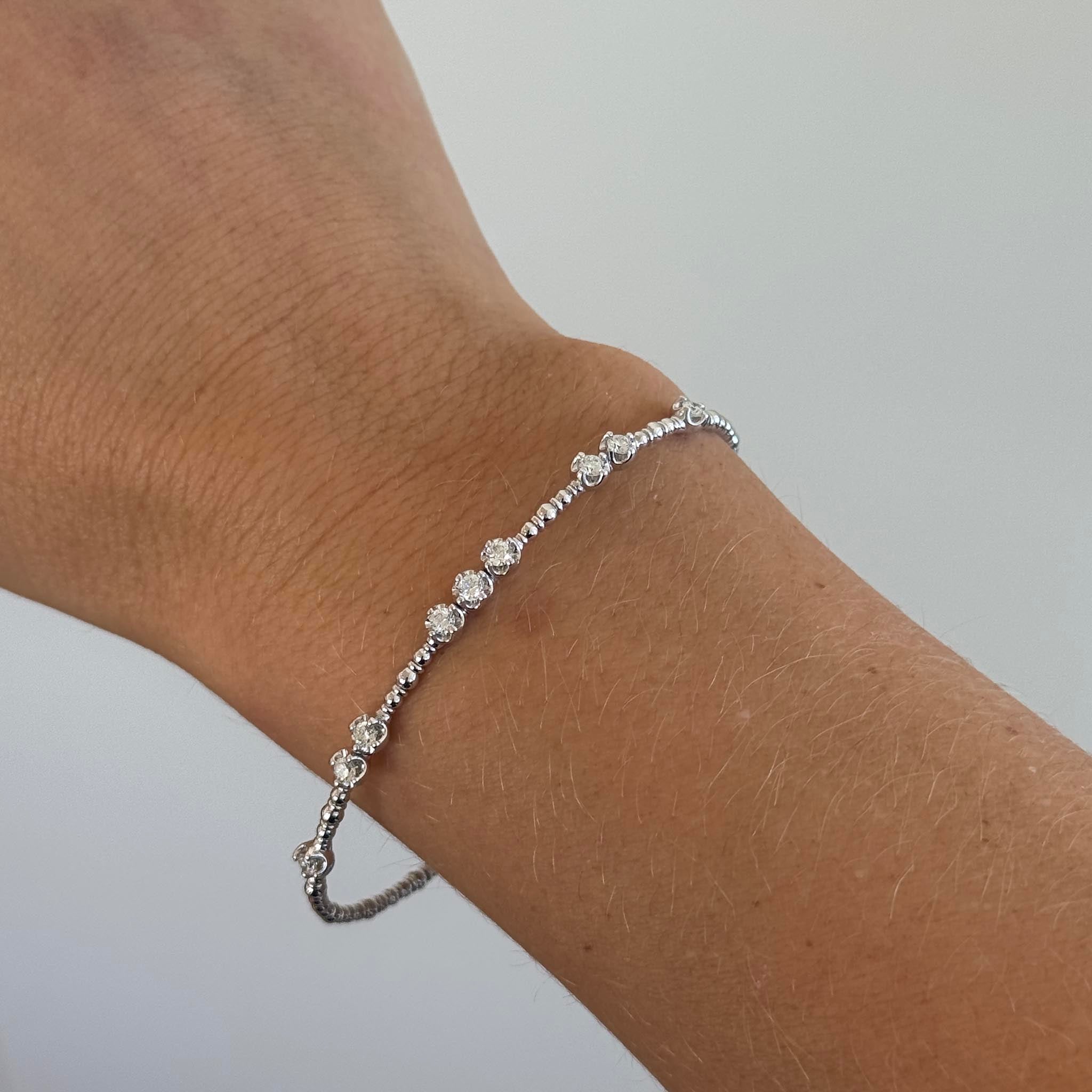 Diamond Prong-Set Multi-Station 14K White Gold Flex Bangle