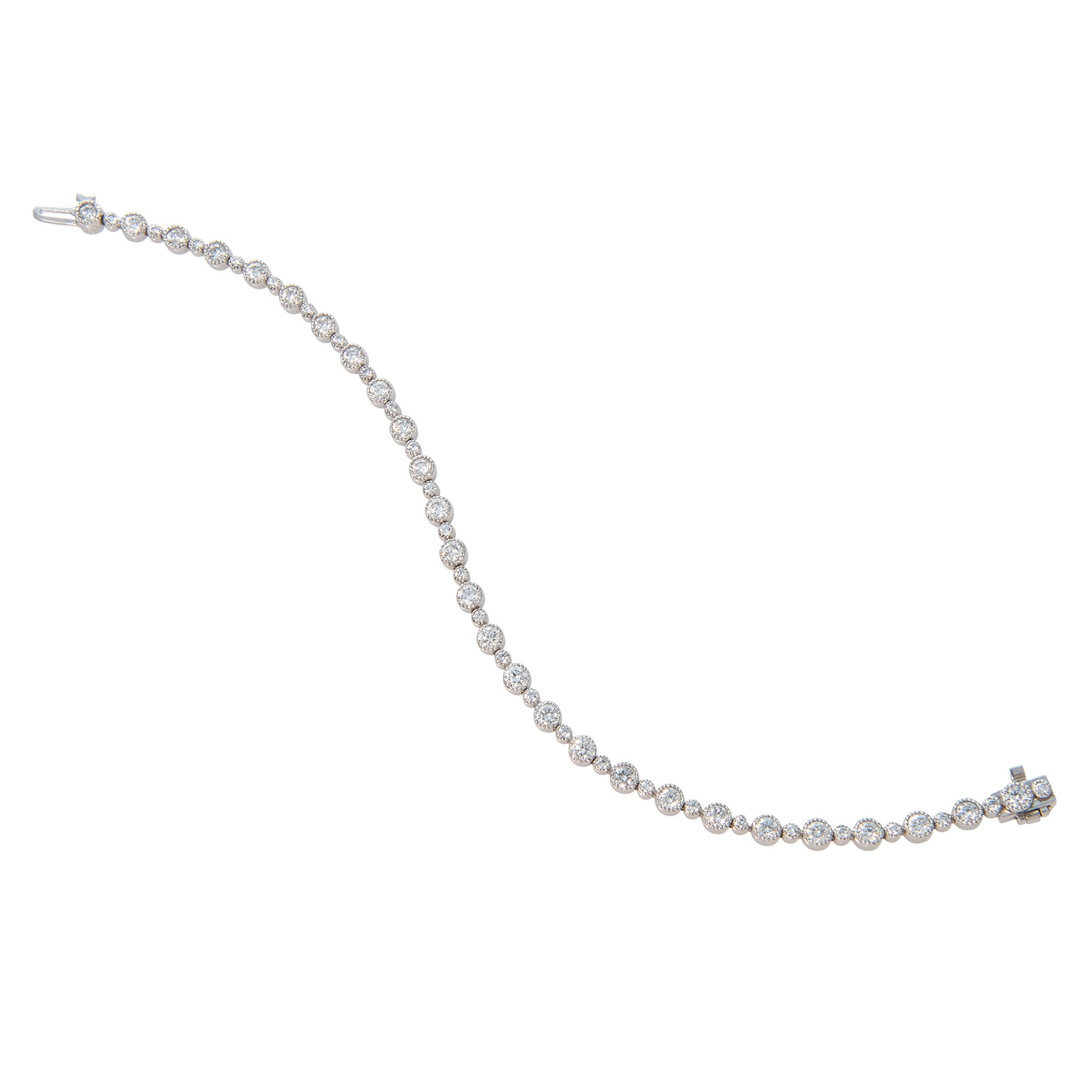 3.22ctw Diamond Milgrain Bezel 14K White Gold Tennis Bracelet