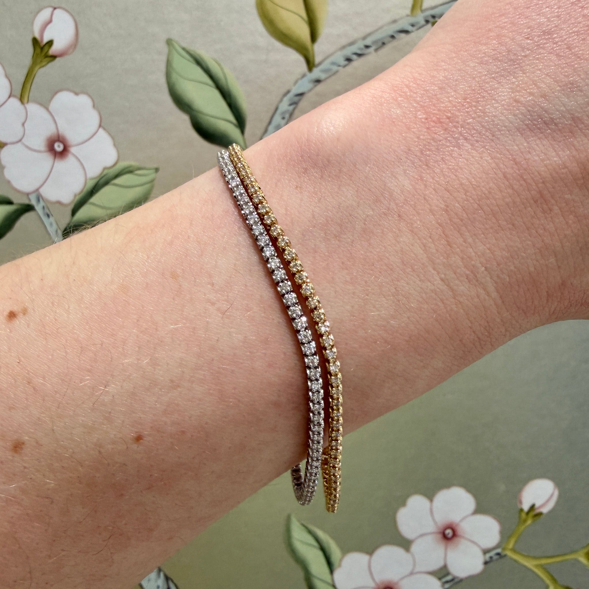 1ctw Diamond 14K White Gold Tennis Bracelet, 1ctw Diamond 14K Yellow Gold Tennis Bracelet