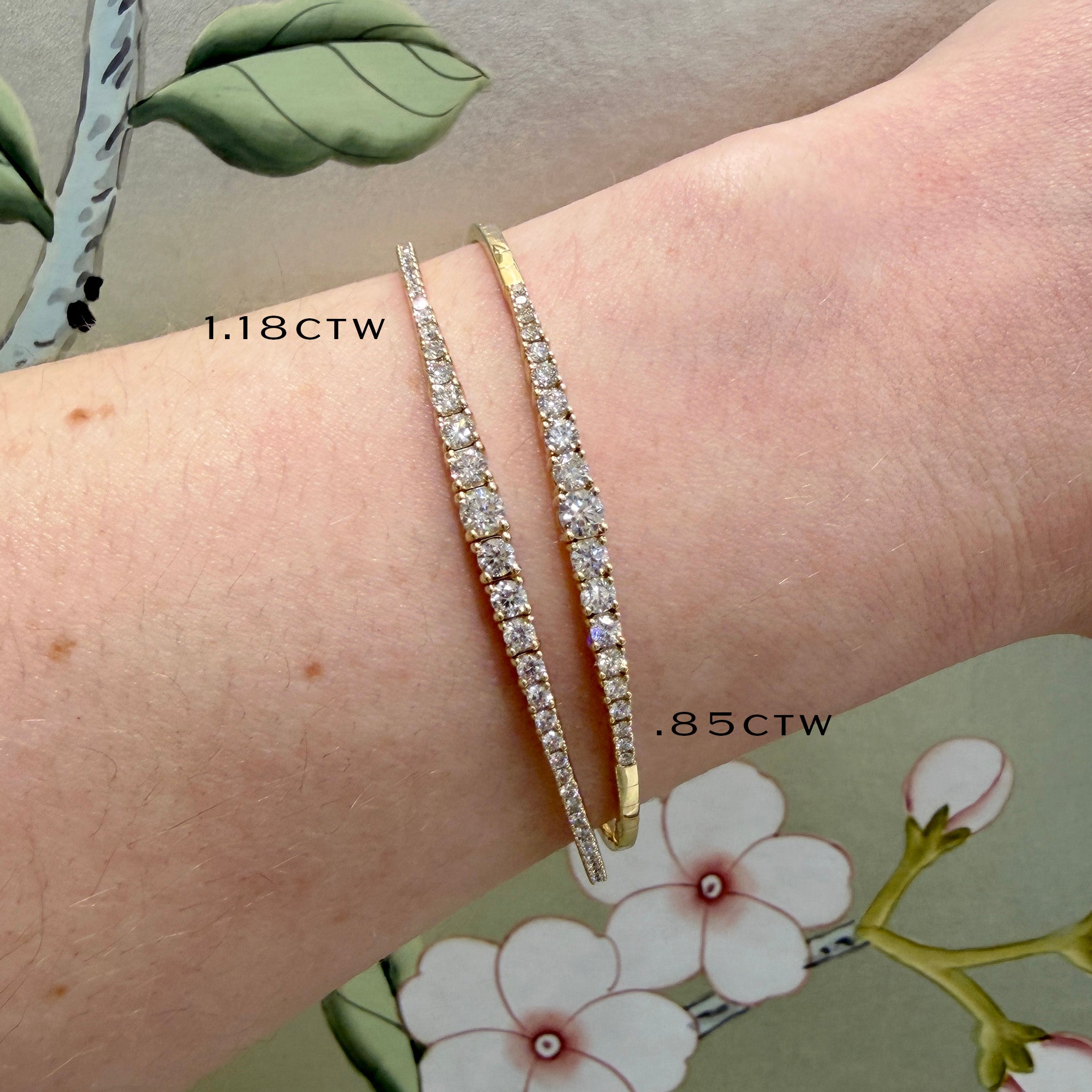 Graduated Diamond 14K Yellow Gold Flex Bangles