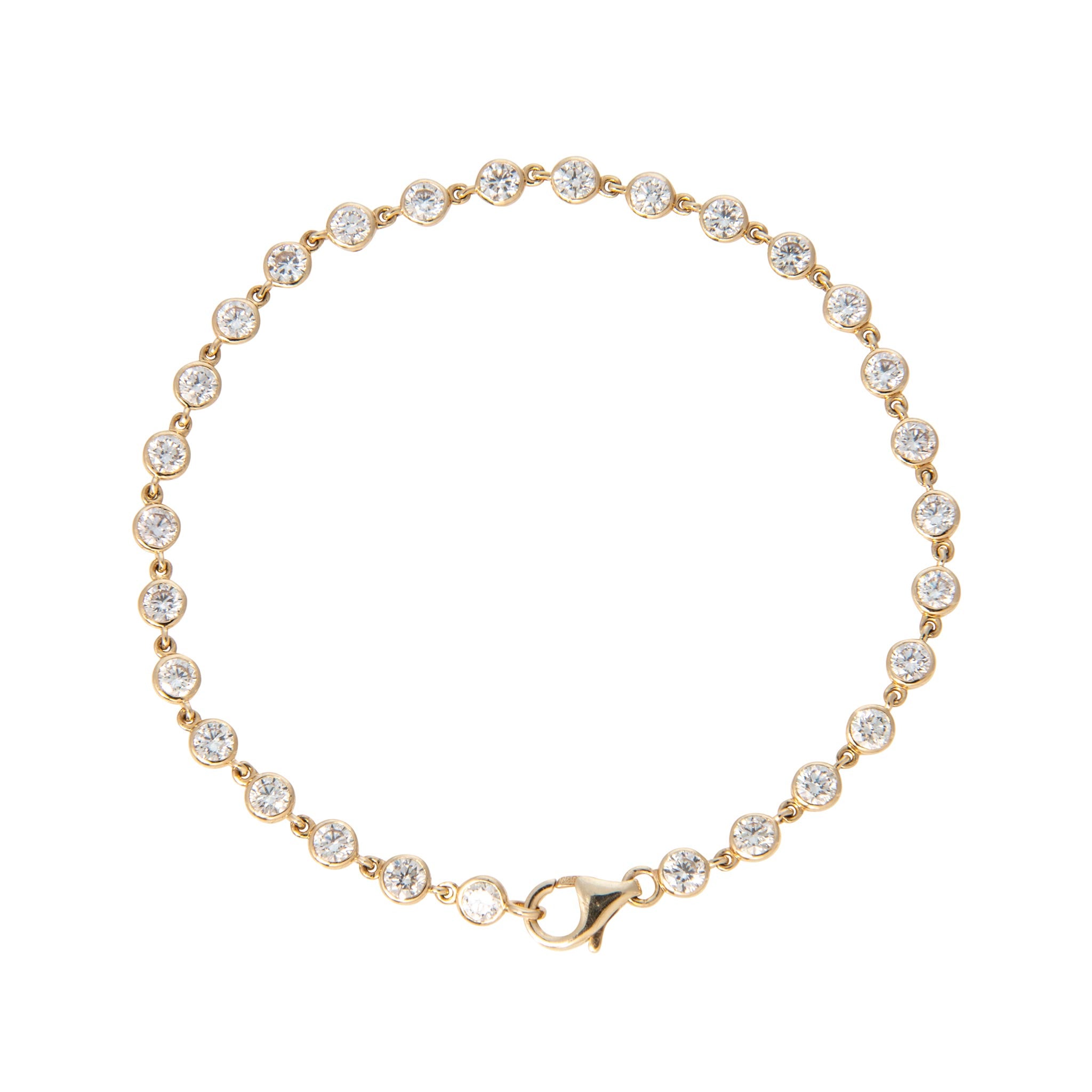 3ctw Diamond Bezel 14K Yellow Gold Tennis Bracelet