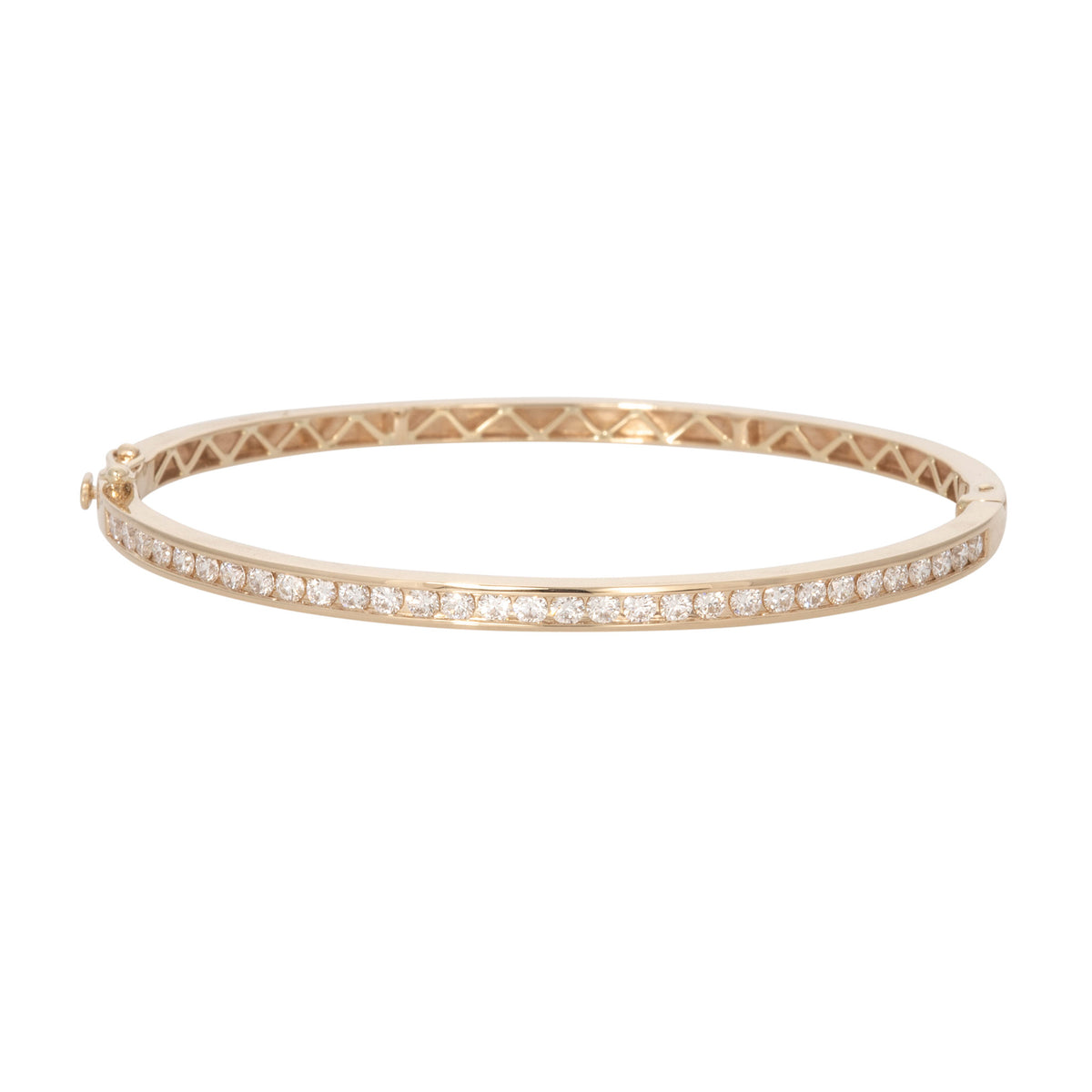 1.3ctw Diamond Channel Set 14K Yellow Gold Bangle