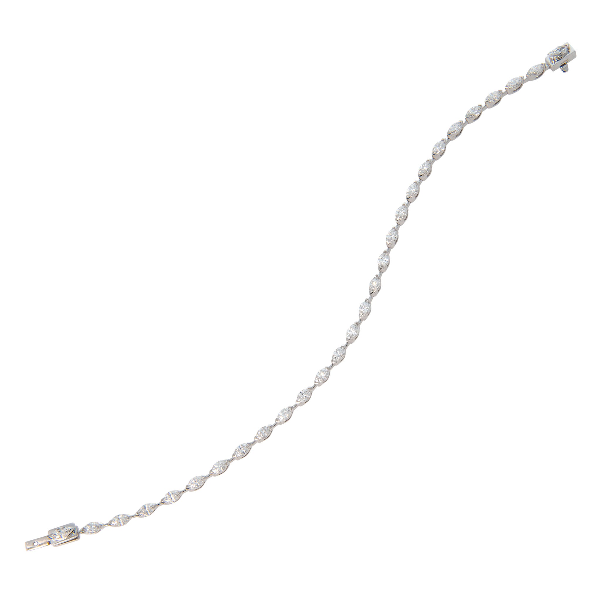 2.43ctw Marquise Diamond 18K White Gold Tennis Bracelet