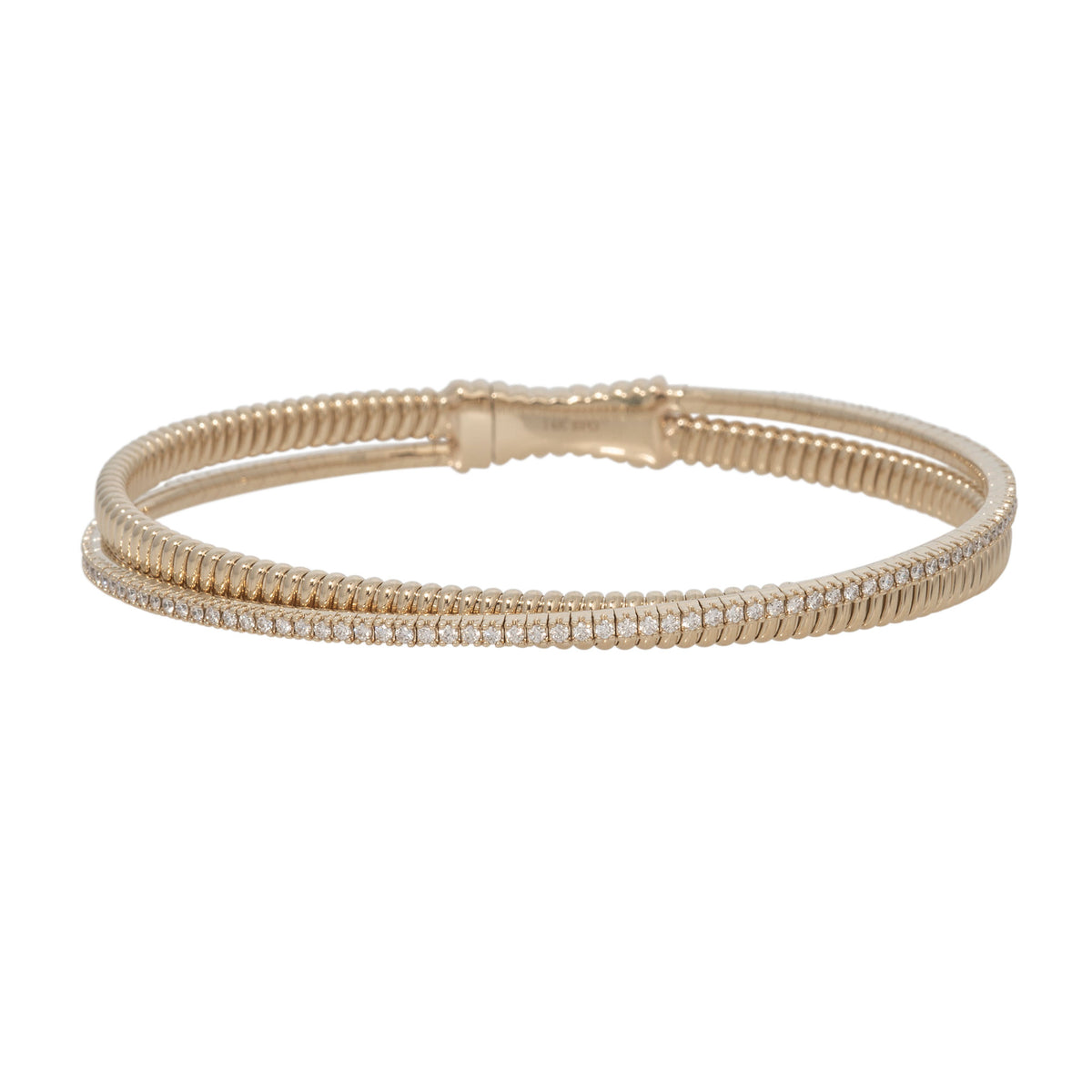 Diamond 14K Yellow Gold Tubogas Crossover Flexible Bangle