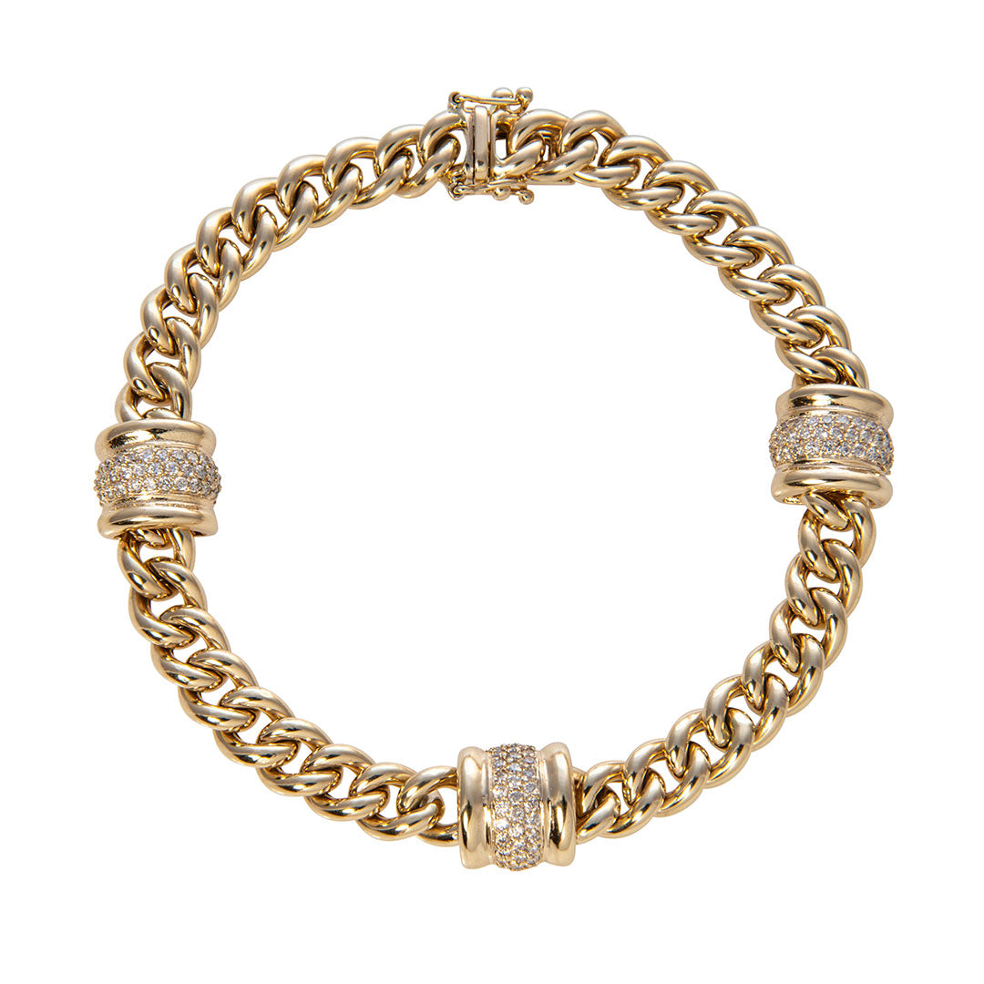Diamond Pavé 14K Yellow Gold Curb Chain Bracelet