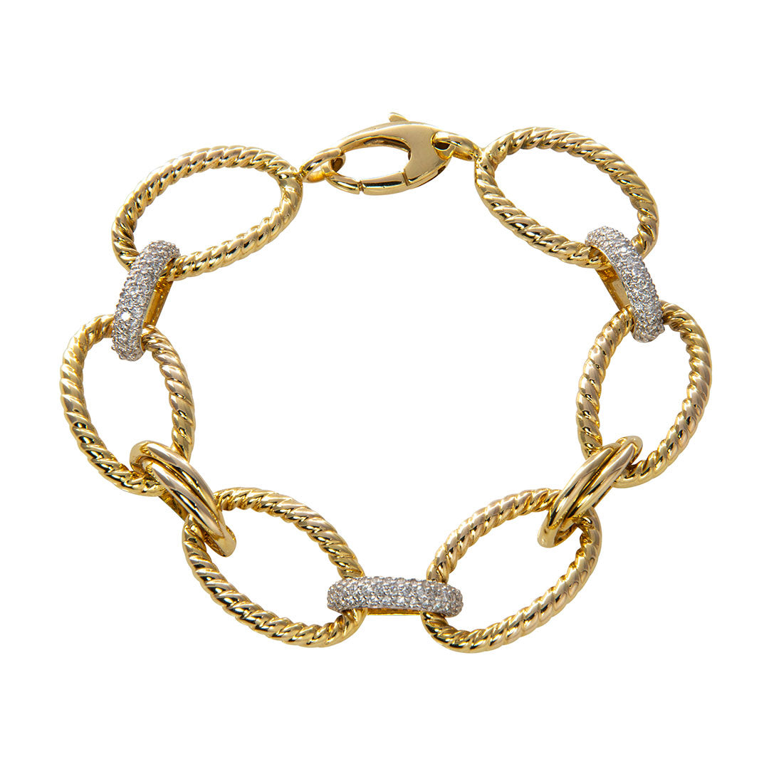 Pavé Diamond & Oval Rope Link 14K Gold Bracelet