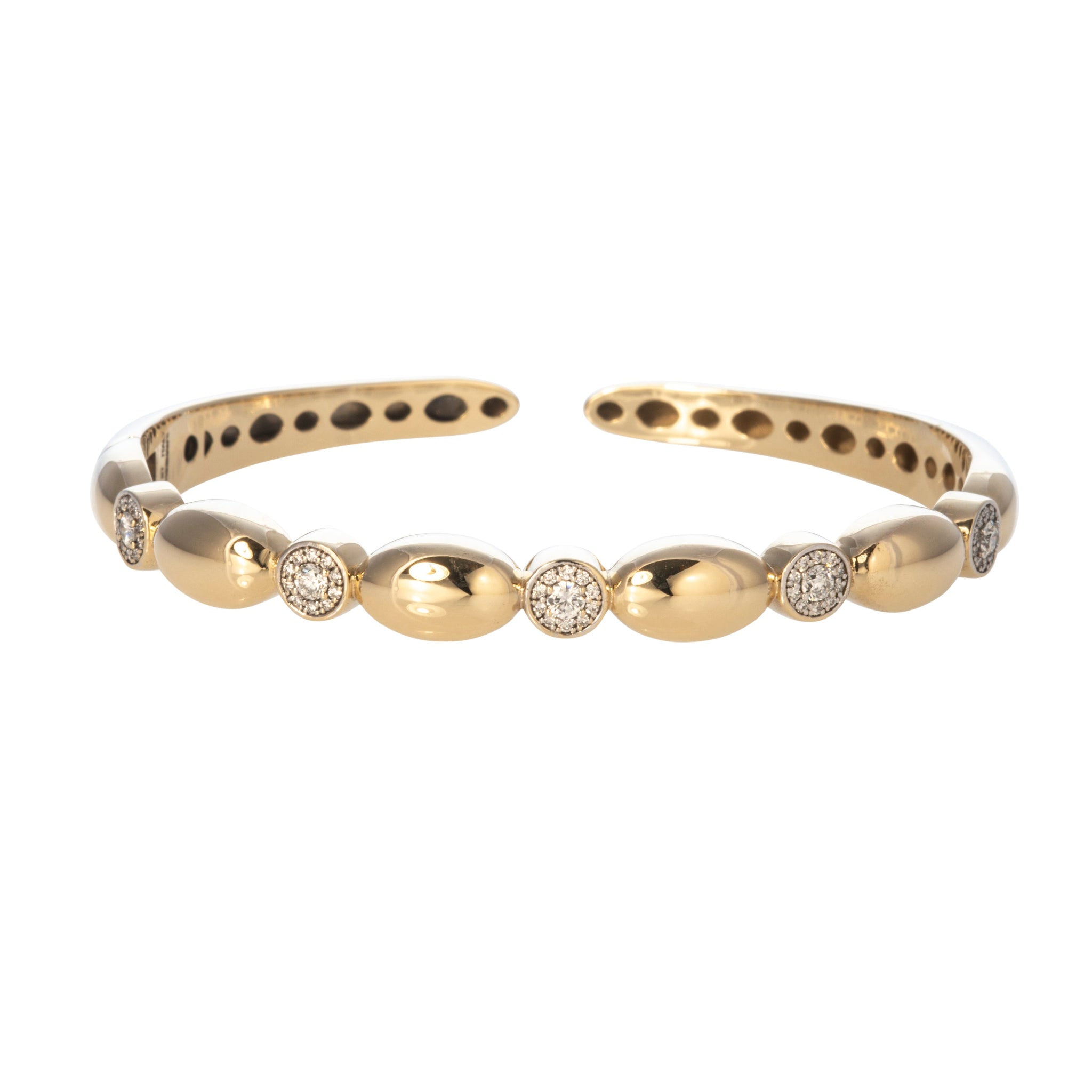 The Mary Pavé Diamond Station Polished Oval Cuff