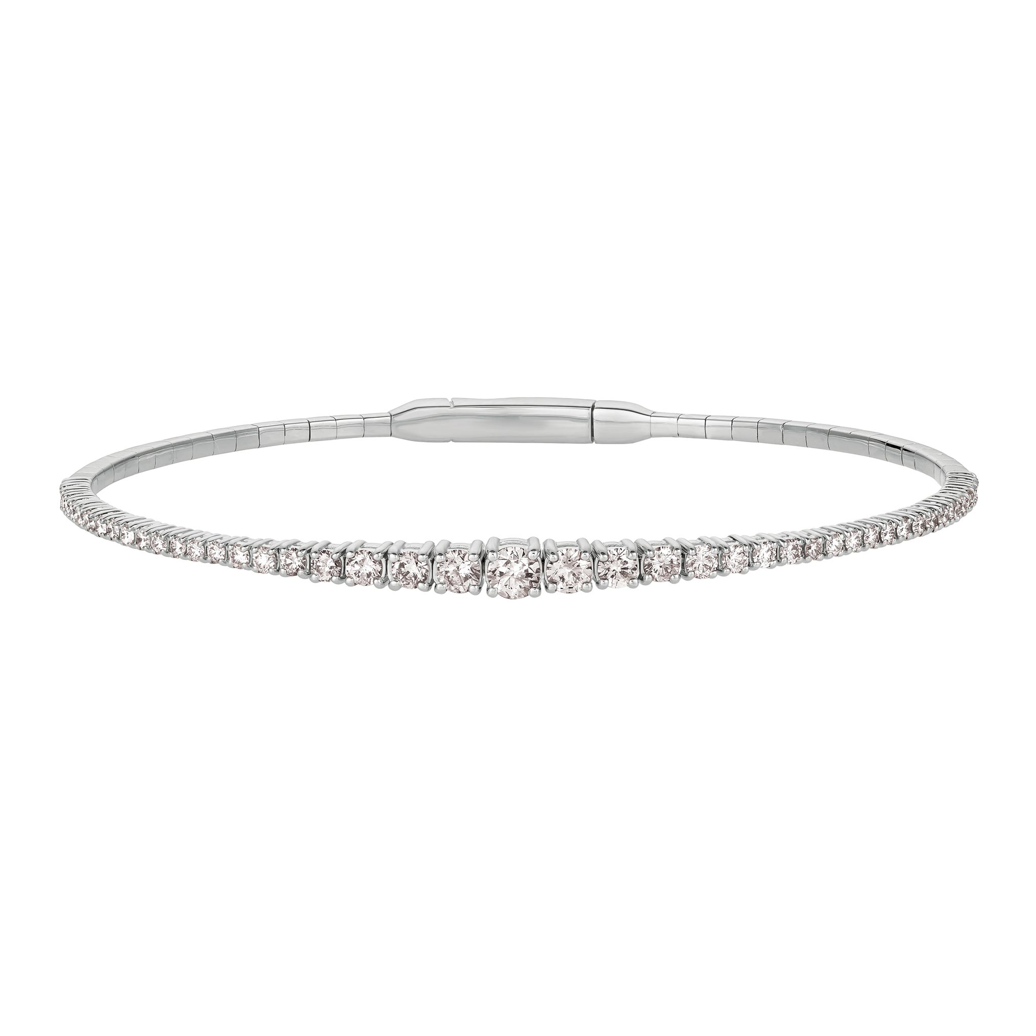 1.25ctw Graduated Diamond 14K White Gold Flex Bangle