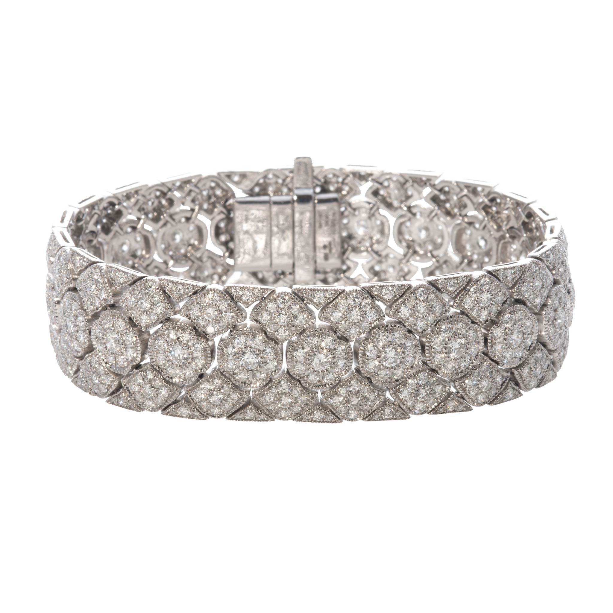 Art Deco Style 9.91ctw Diamond Platinum Bracelet