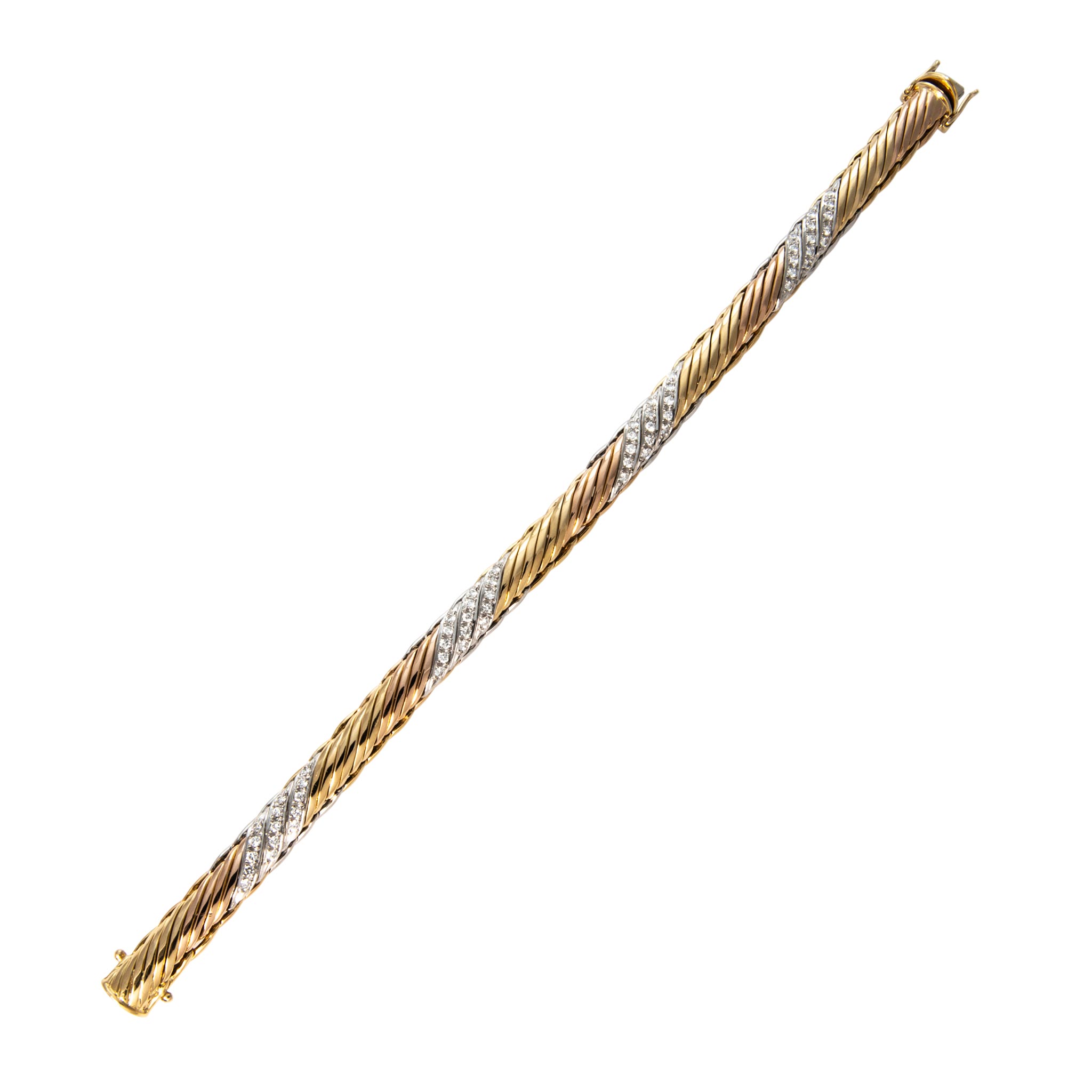 Vintage Diamond 18K Gold Tri-Color German Bracelet